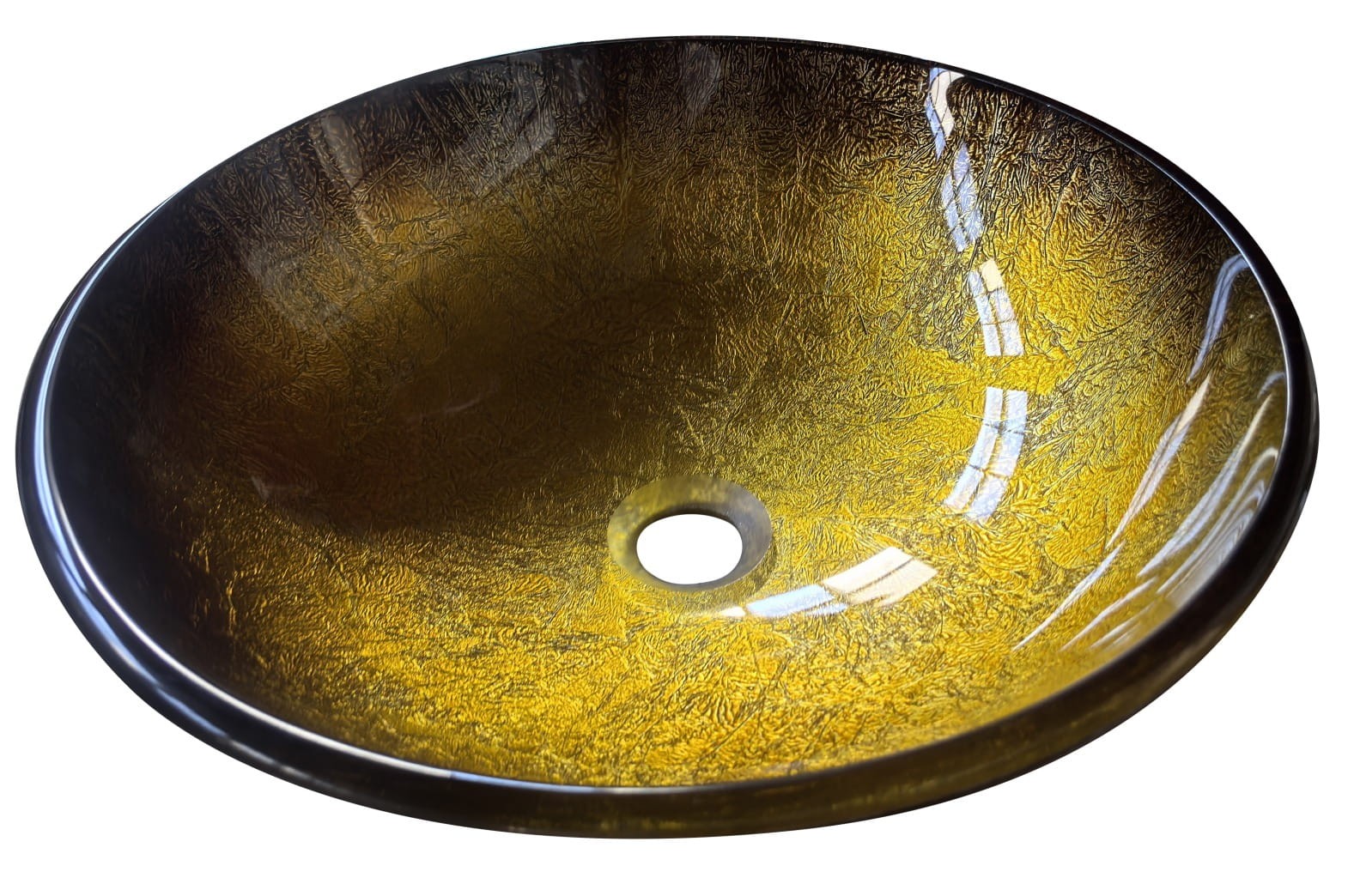 Waschbecken Glas Rund Gold Penia 42x42x14 Cm