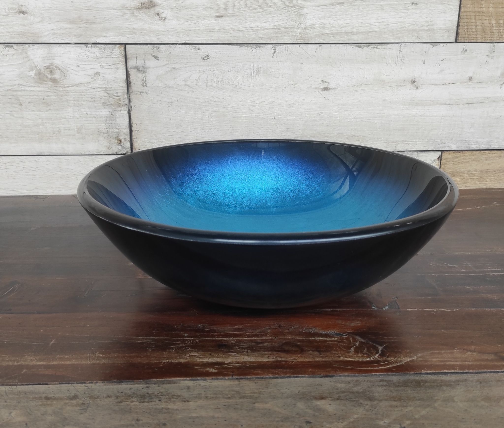 Waschbecken Glas Rund Blau Alberga 42x42x14 Cm