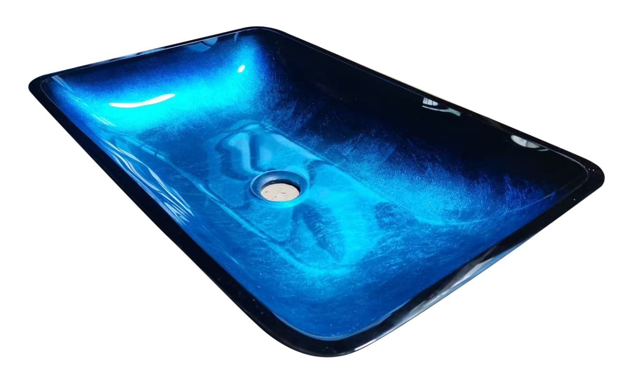 Aufsatzwaschbecken Glas Blau Costabella 56x36x9,5 Cm