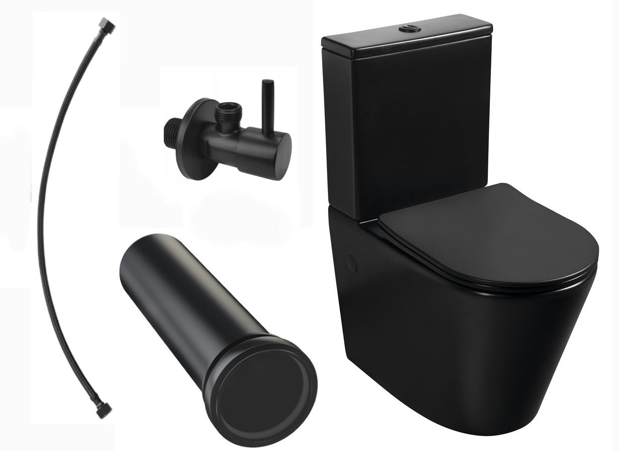 Kompakt-wc Spülrandlos, Schwarz Matt Bellamonte 815x385x630 Mm