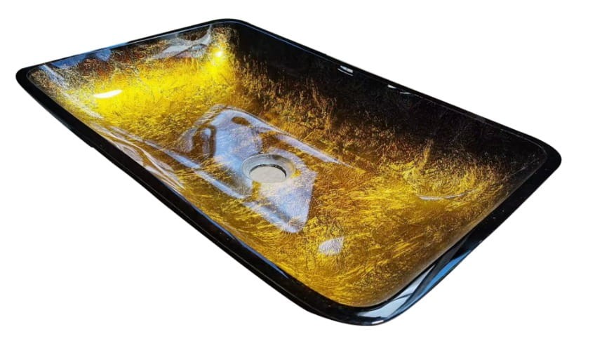Aufsatzwaschbecken Glas Gold Carezza 56x36 Cm