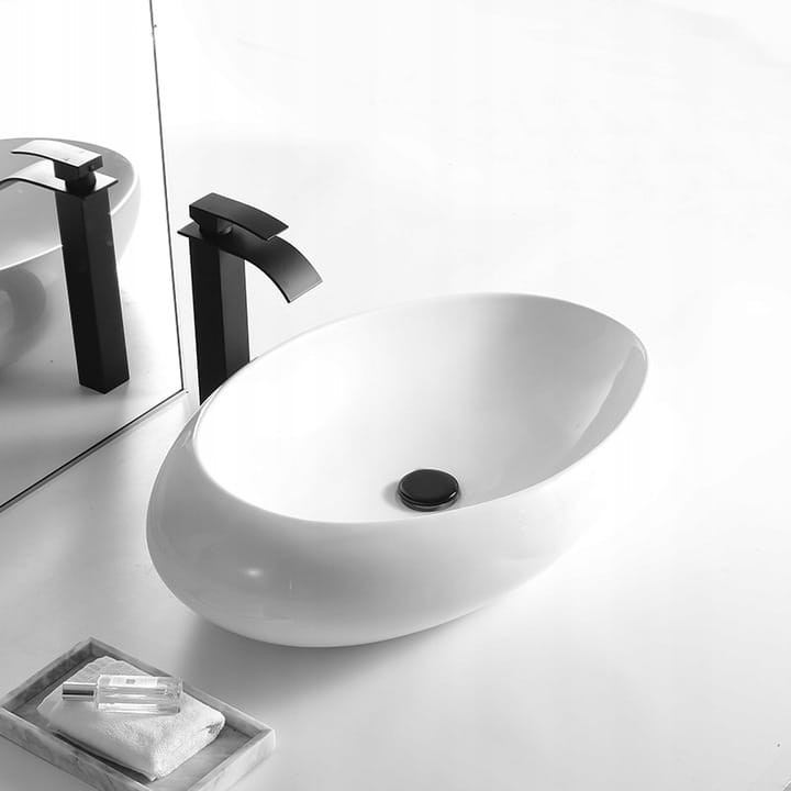 Aufsatzwaschbecken Oval, Keramik Weiß 57x36 Cm