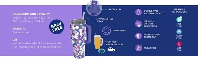 Quokka Stream - Edelstahl-thermosbecher 950 Ml Mit Strohhalm (hellrosa)