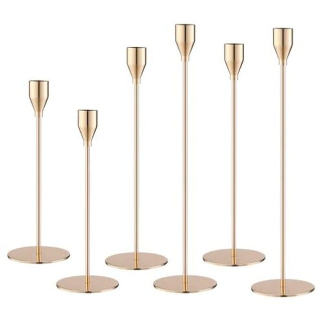 6-teiliges Kronleuchter-set, Goldene Konische Kerzenständer, Hochzeitskronleuchter In Verschiedenen Größen (33/29/23 Cm), Vintage-dekoration, Für Romantische Abendessen, Geburtstags- Und Hochzeitszere