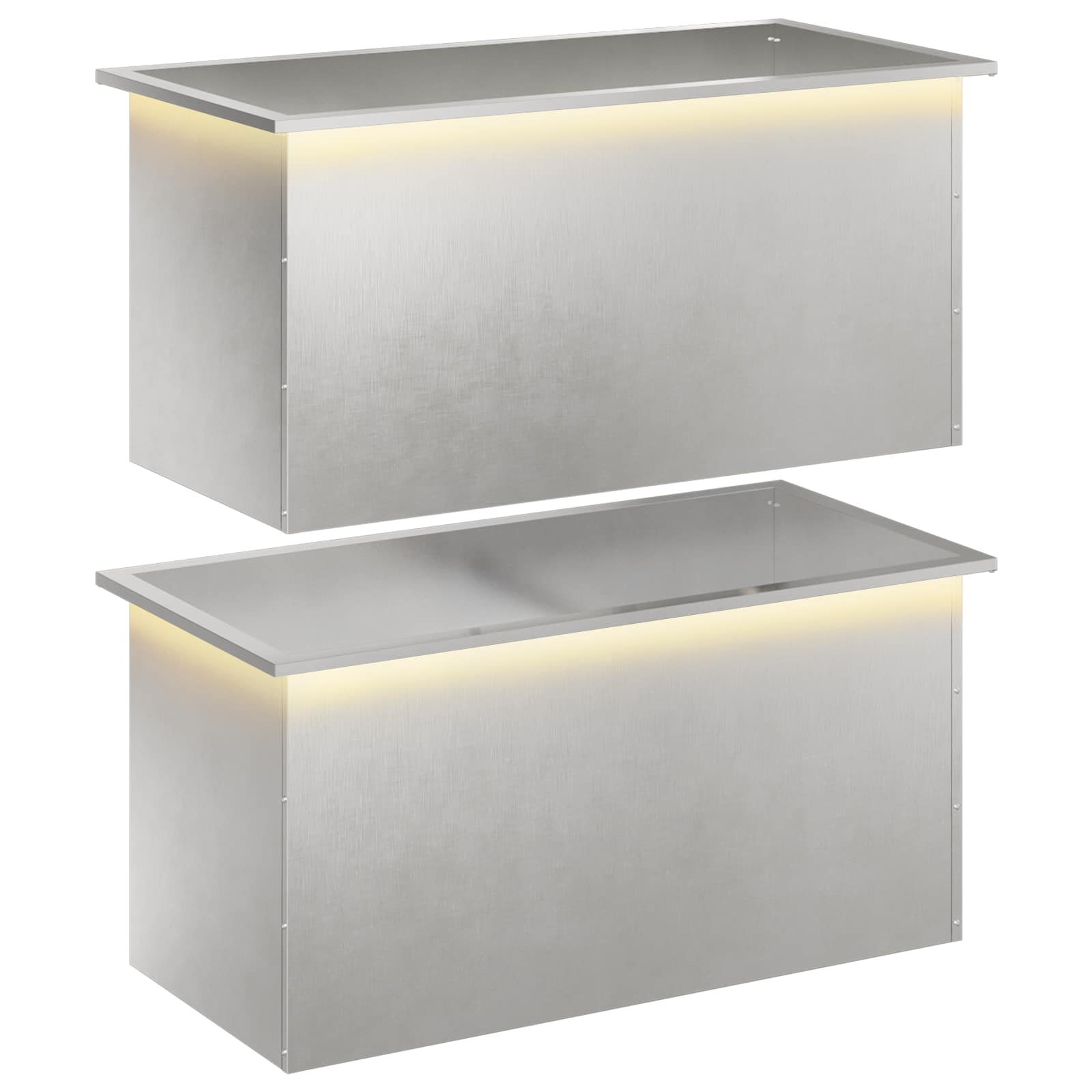 Garten-pflanzkübel Mit Led 2 Stk. Silber 50 × 100 × 48 Cm Vidaxl