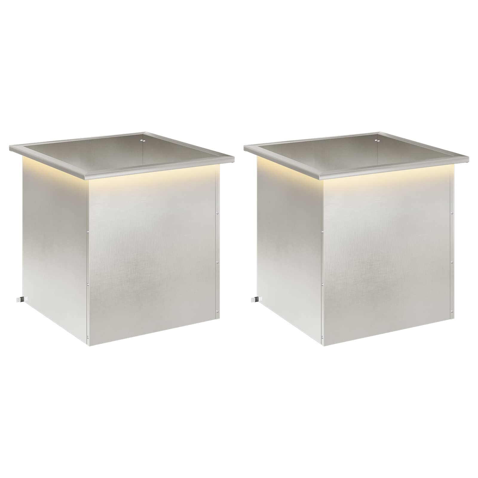 Garten-pflanzkübel Mit Led 2 Stk. Silber 50 × 50 × 48 Cm Vidaxl