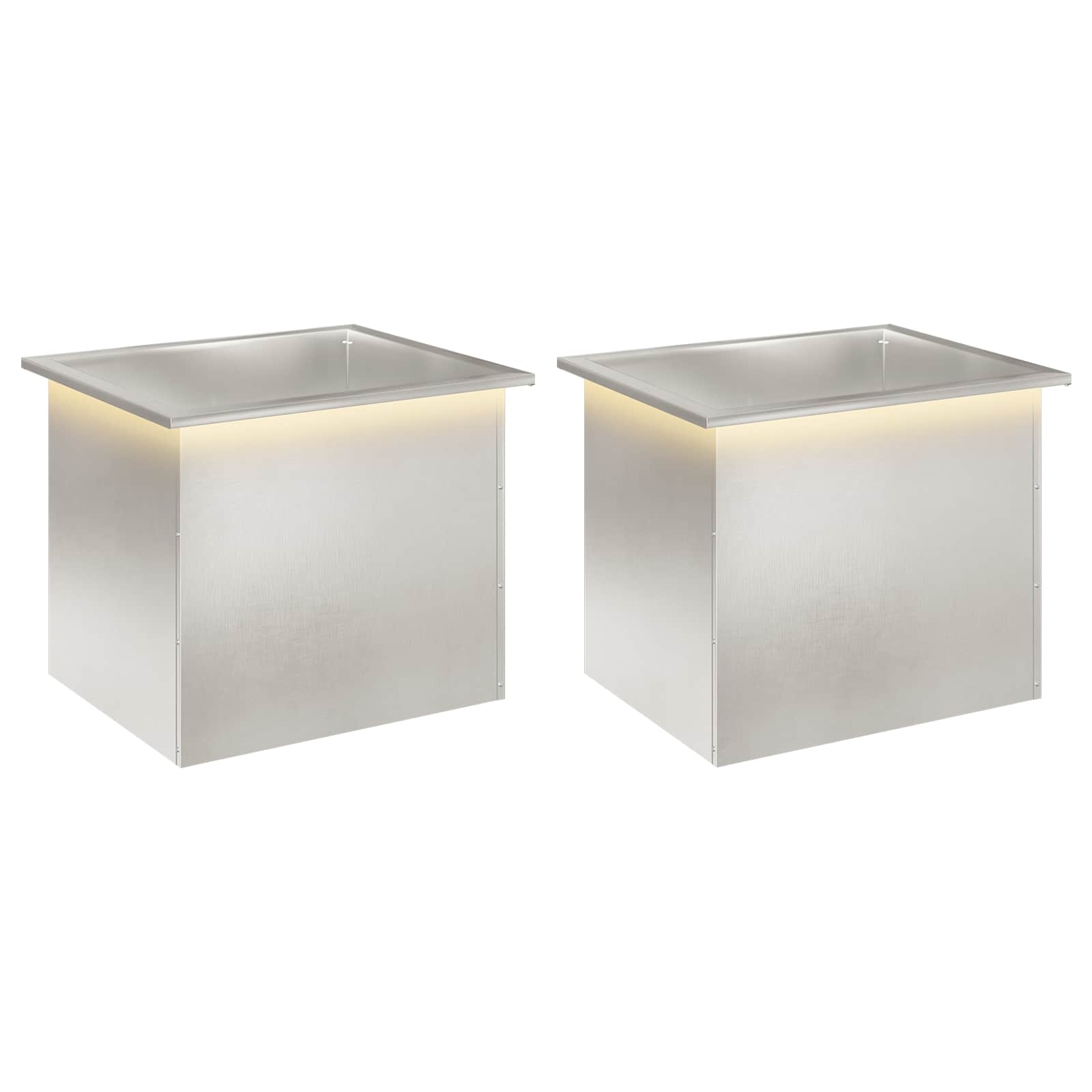 Garten-pflanzkübel Mit Led 2 Stk. Silber 50 X 60 X 48 Cm Vidaxl