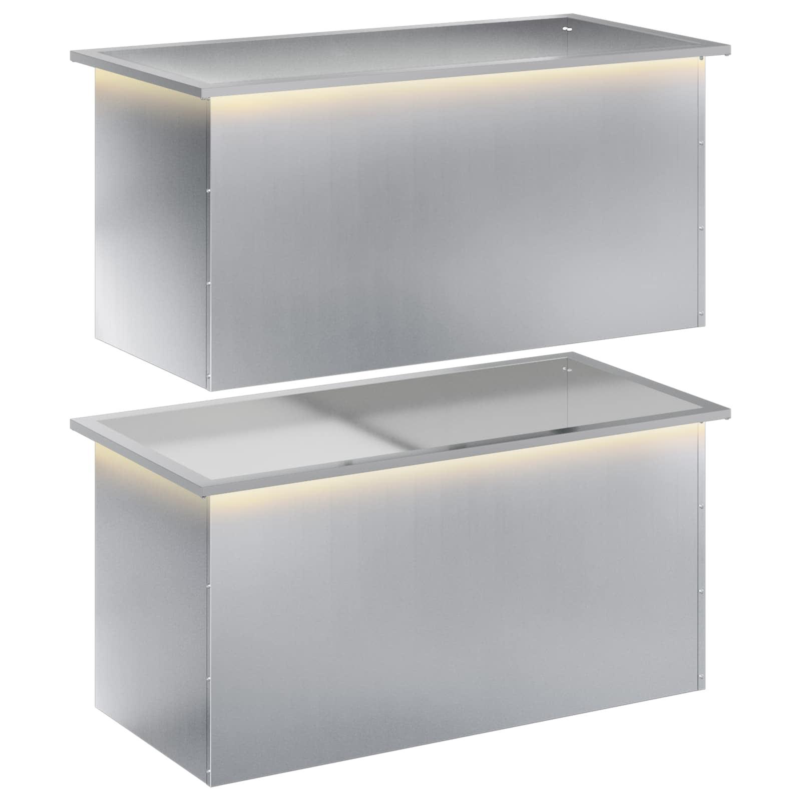Garten-pflanzkübel Mit Led 2 Stk. Silber 50 X 100 X 48 Cm Vidaxl