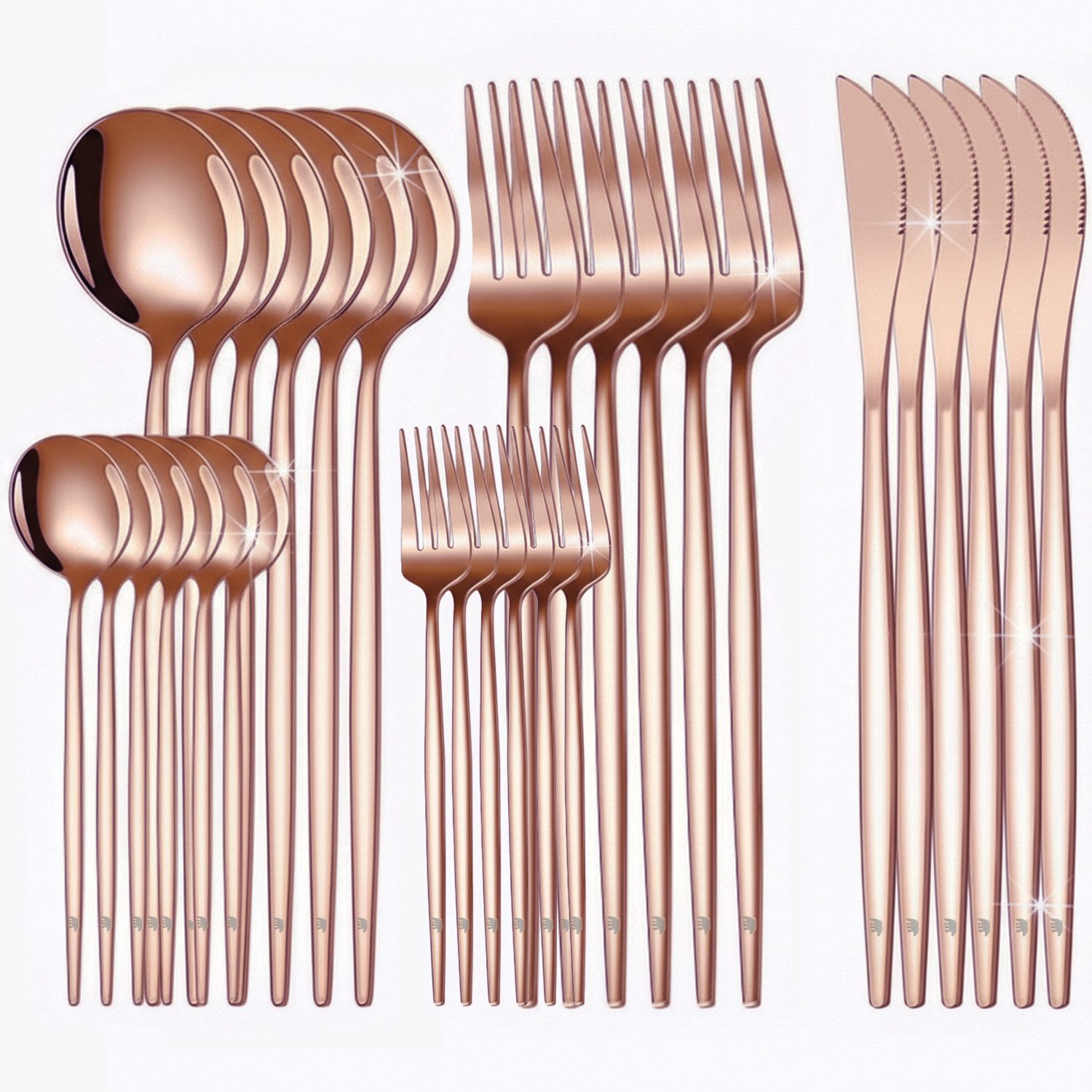 Roxlin Besteckset 30-teilig Standard Design – Edelstahl Tafelbesteck Für 6 Personen – Rostfrei & Kratzfest – Handwäsche Empfohlen – Erhältlich In Rosa