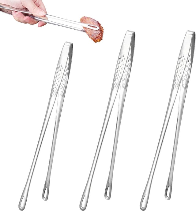 Ccykxa Küchenzange Aus Edelstahl 304, Spülmaschinenfest, Grillzange Zum Grillen, Braten Auf Der Grillplatte Und Im Backofen (28 Cm X 2 + 24 Cm X 1), Ideal Für Spaghetti, Grillgerichte, Desserts Und Sa