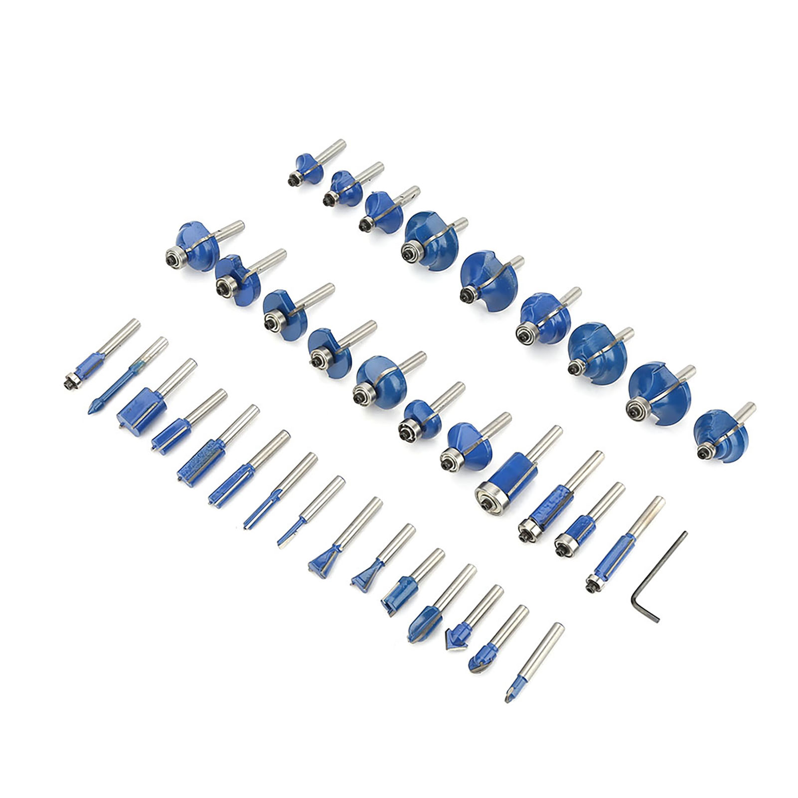 35-teiliges 6-mm-fräserset, Profi-schaft, Hartmetall-fräser, Blau