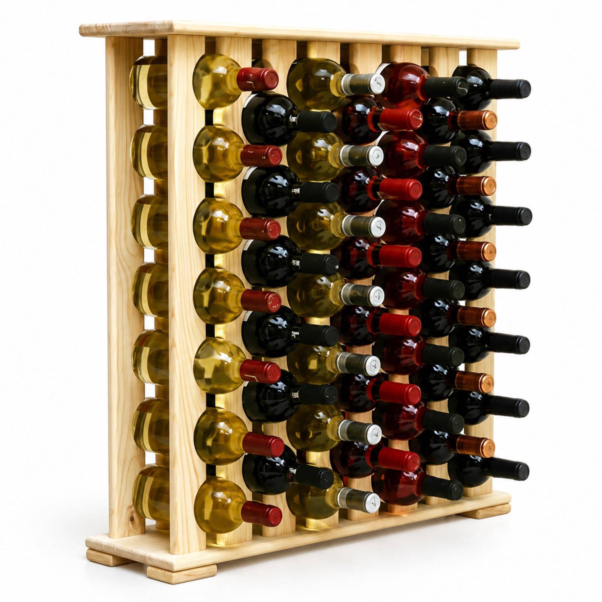 Weinregal Aus Kiefernholz, 46 Flaschen, Naturfinish