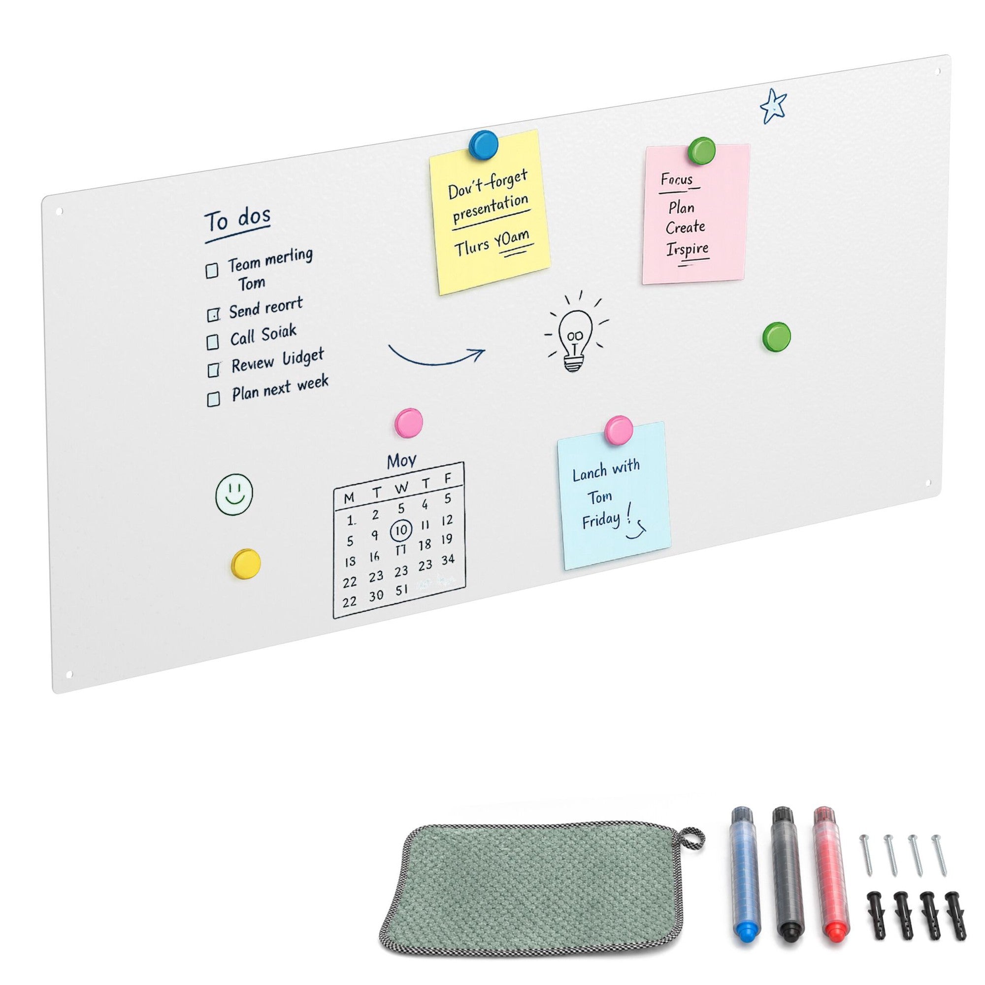 Magnetische Stahl-whiteboard-tafel, 70 X 30 Cm, Inklusive Kreidemarker