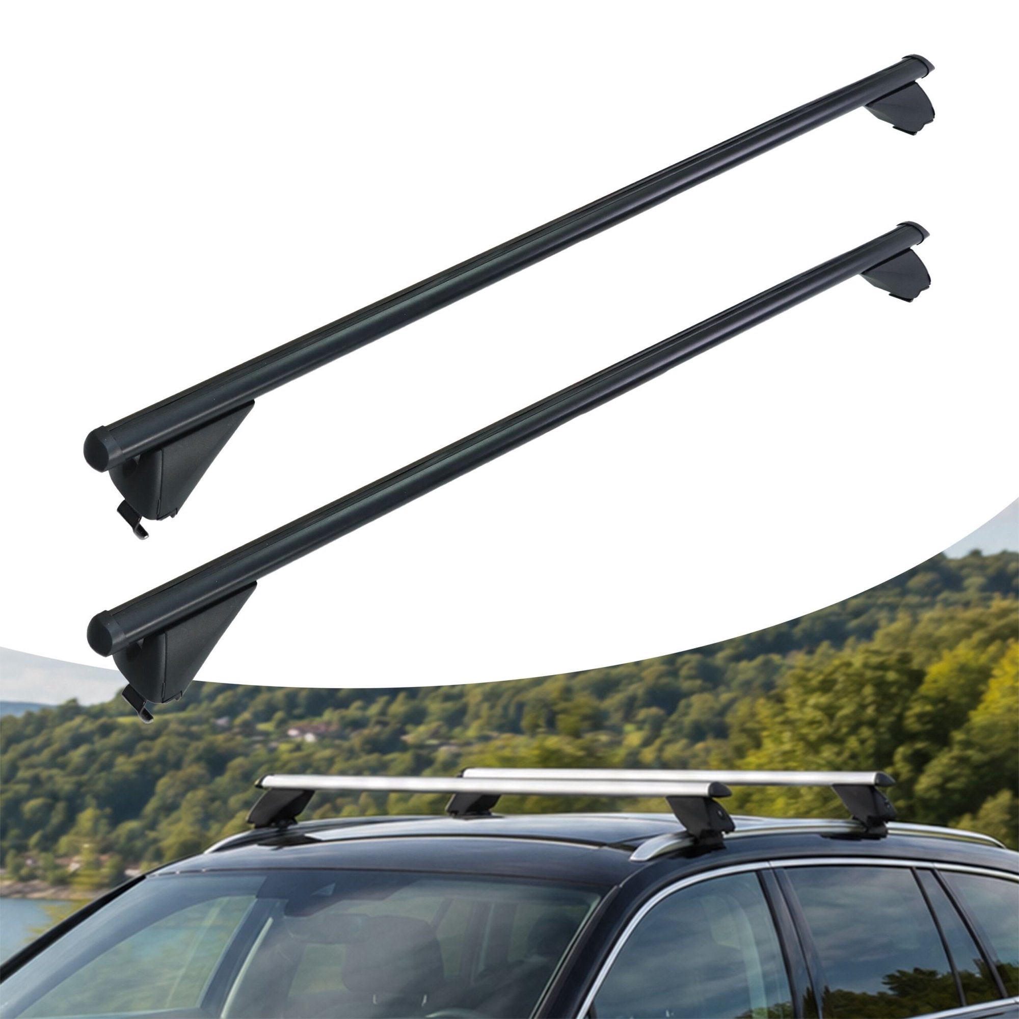 Aluminium-dachträger Für Geschlossene Dachreling, Schwarz, 135 Cm
