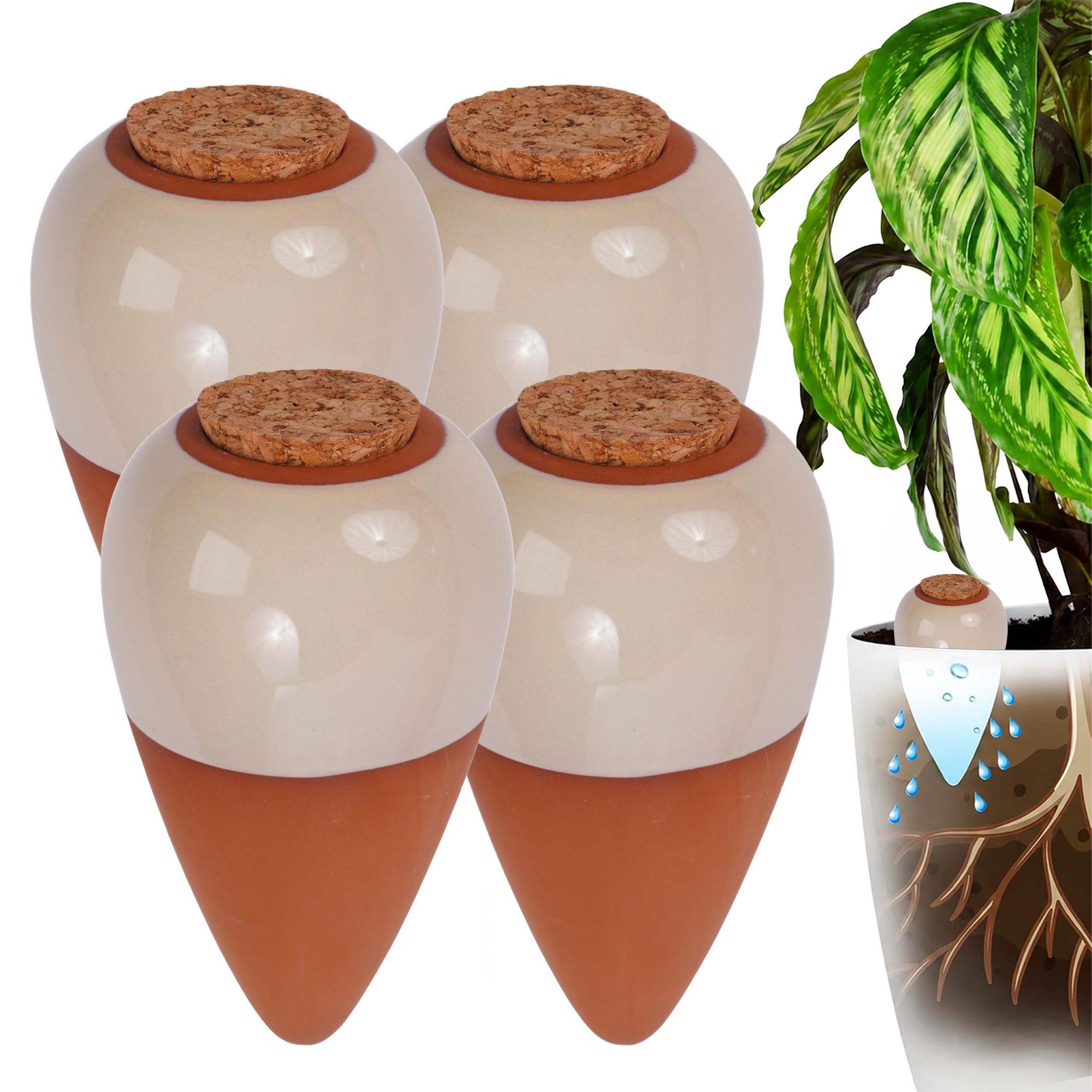 Gießtöpfe Aus Ton Mit Deckel, 350 Ml, Beige, 4er-pack