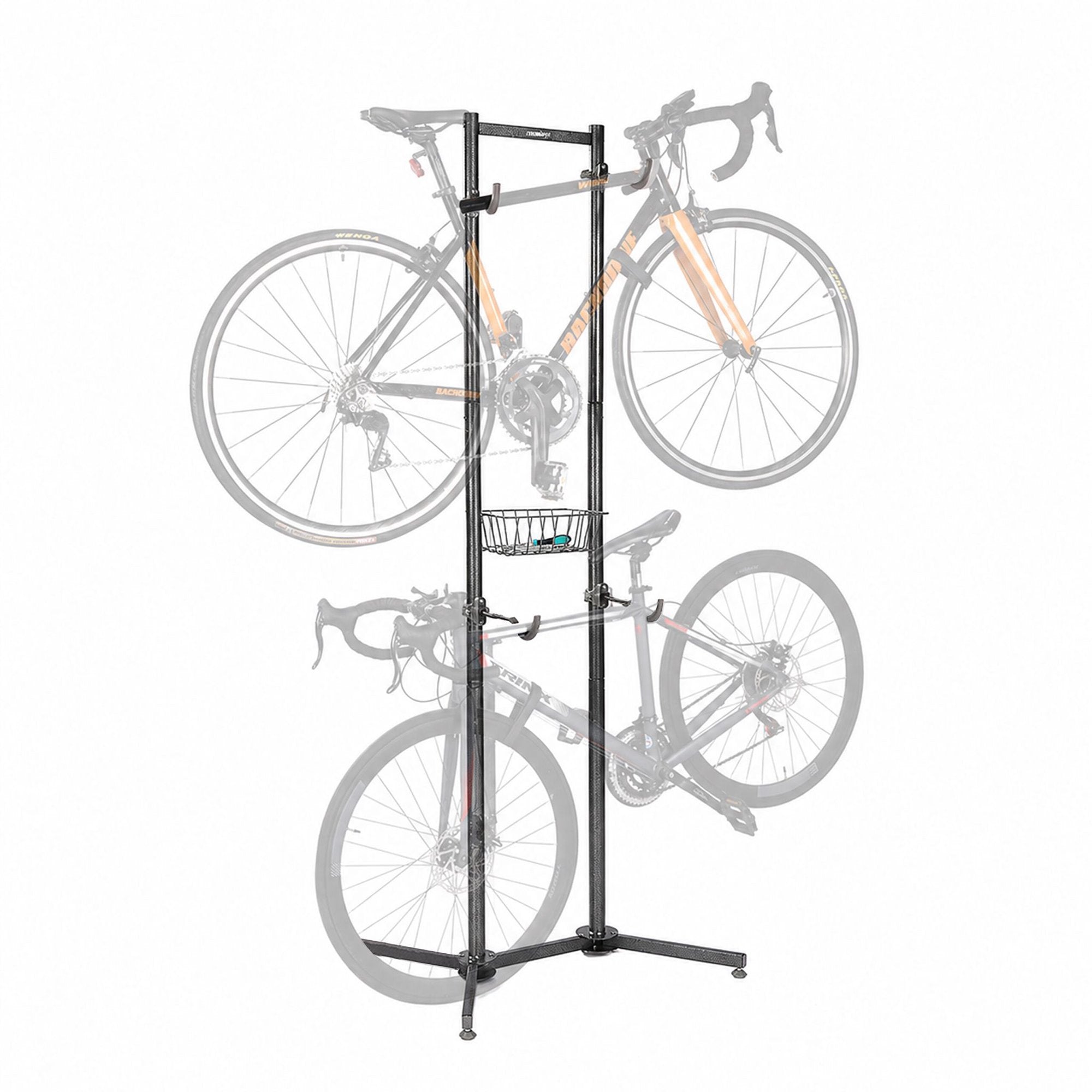 Fahrradständer Für 2 Fahrräder Mit Korb, Verstellbaren Armen, Schwarz/grau