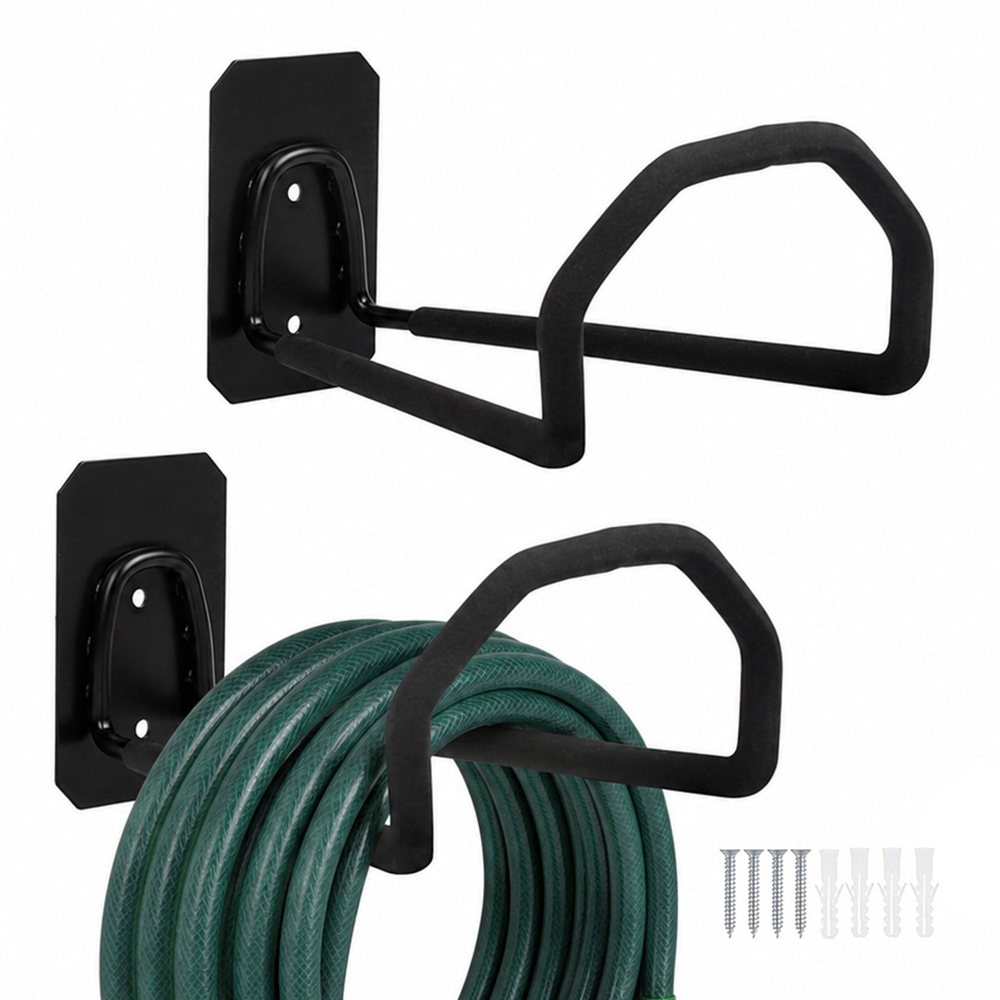 Wandschlauchhalter, 2er-set – Schwarz, Robustes Eisen