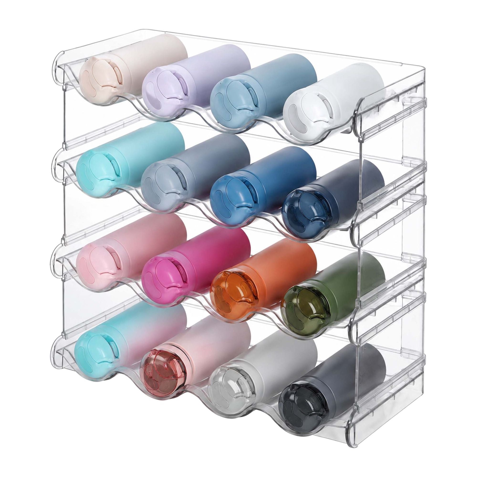 Stapelbares Flaschenregal – 16 Flaschen, 4 Ebenen, Transparent