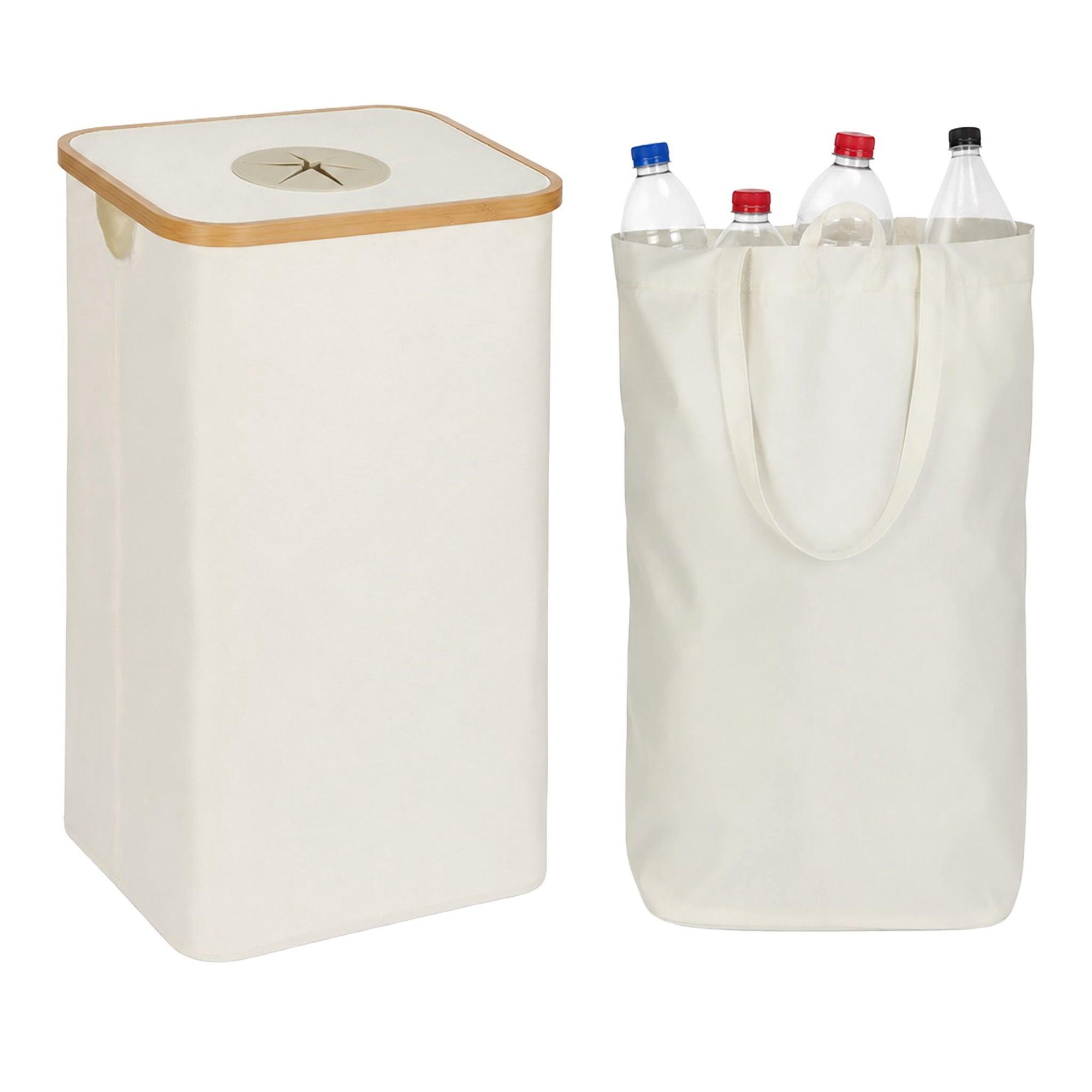 Pfandbehälter Für Flaschen, 100 L – Beige, Bambus