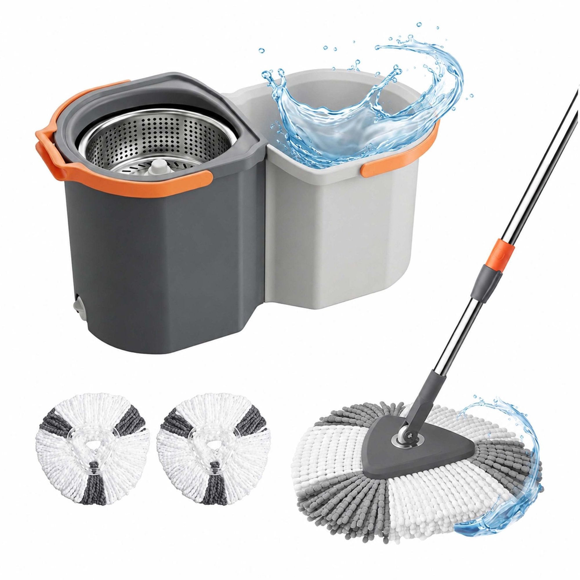 Wischmopp-set Mit Eimer, 2 Fächer, 7,5 L Fassungsvermögen