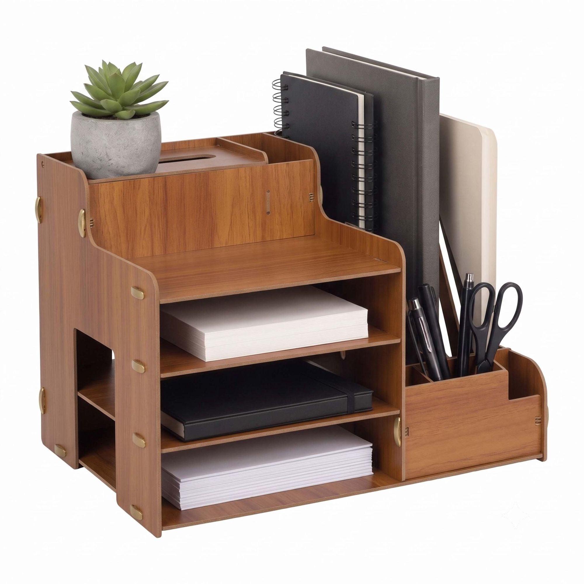 Dokumentenablage Mit Aktenhalter – Dunkelbraunes Mdf