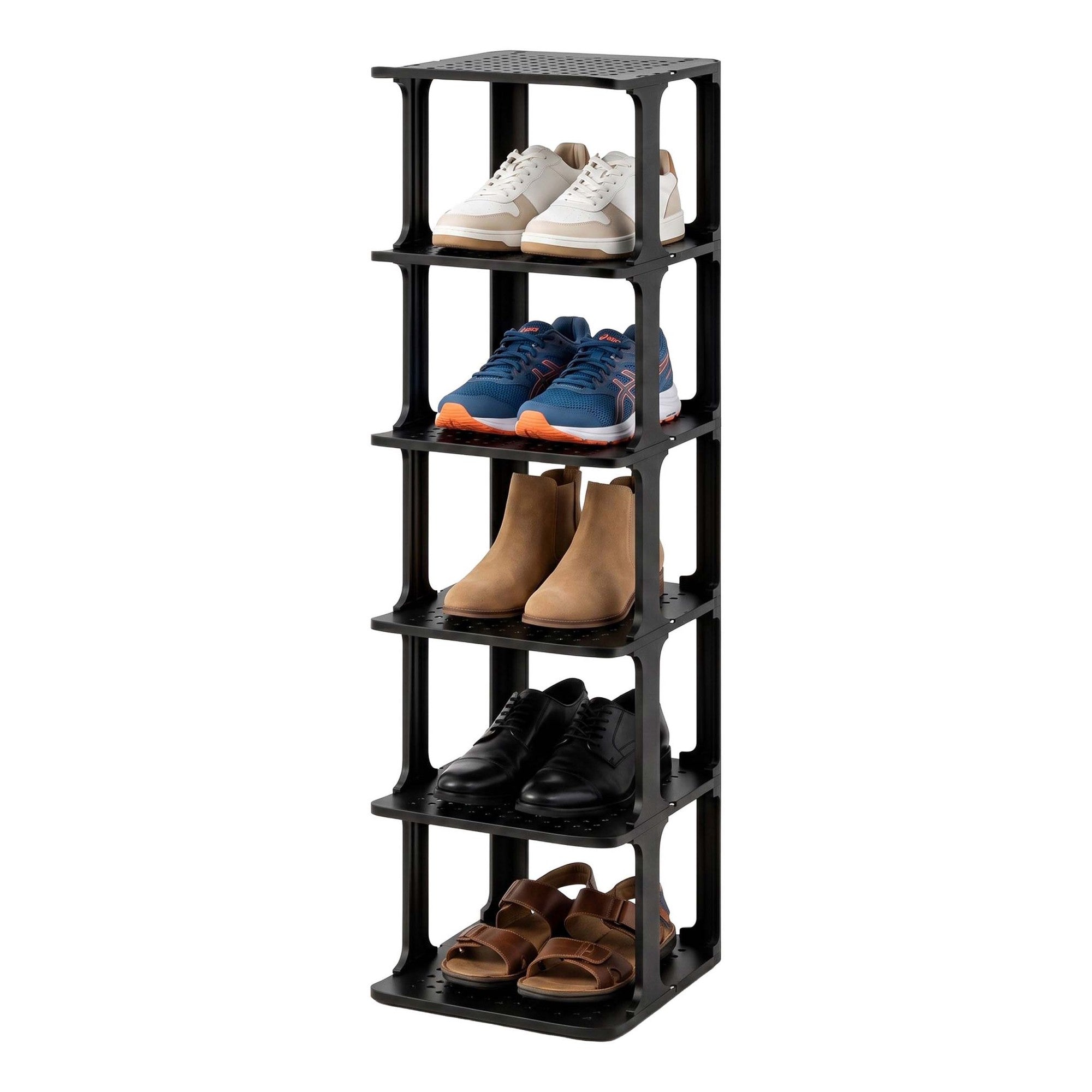 Schuhregal, Schwarz, Platzsparend, 6er-pack