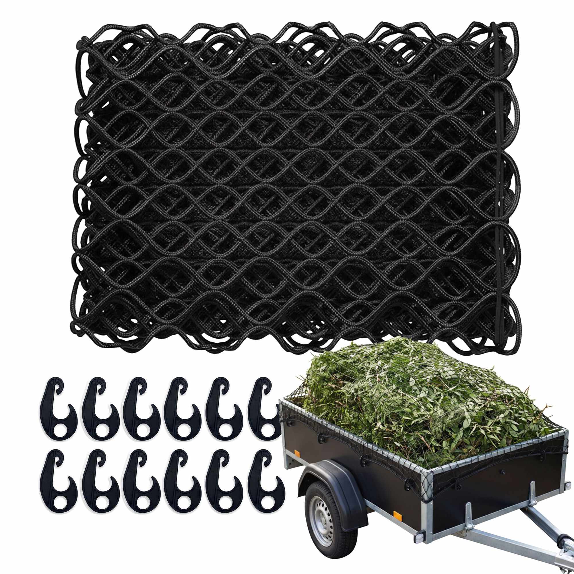 Schwarzes Anhängernetz, 1,5 X 2,7 M, Strapazierfähiger Pp-kunststoff