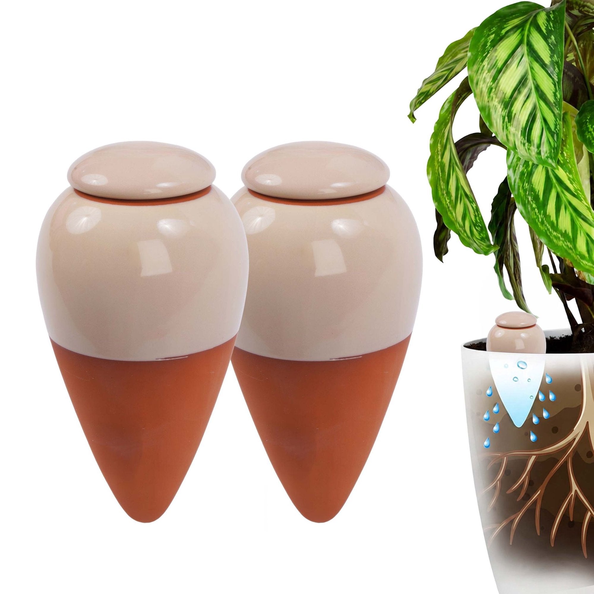 Gießtöpfe Aus Ton Mit Deckel, 350 Ml, 2er-set – Beige
