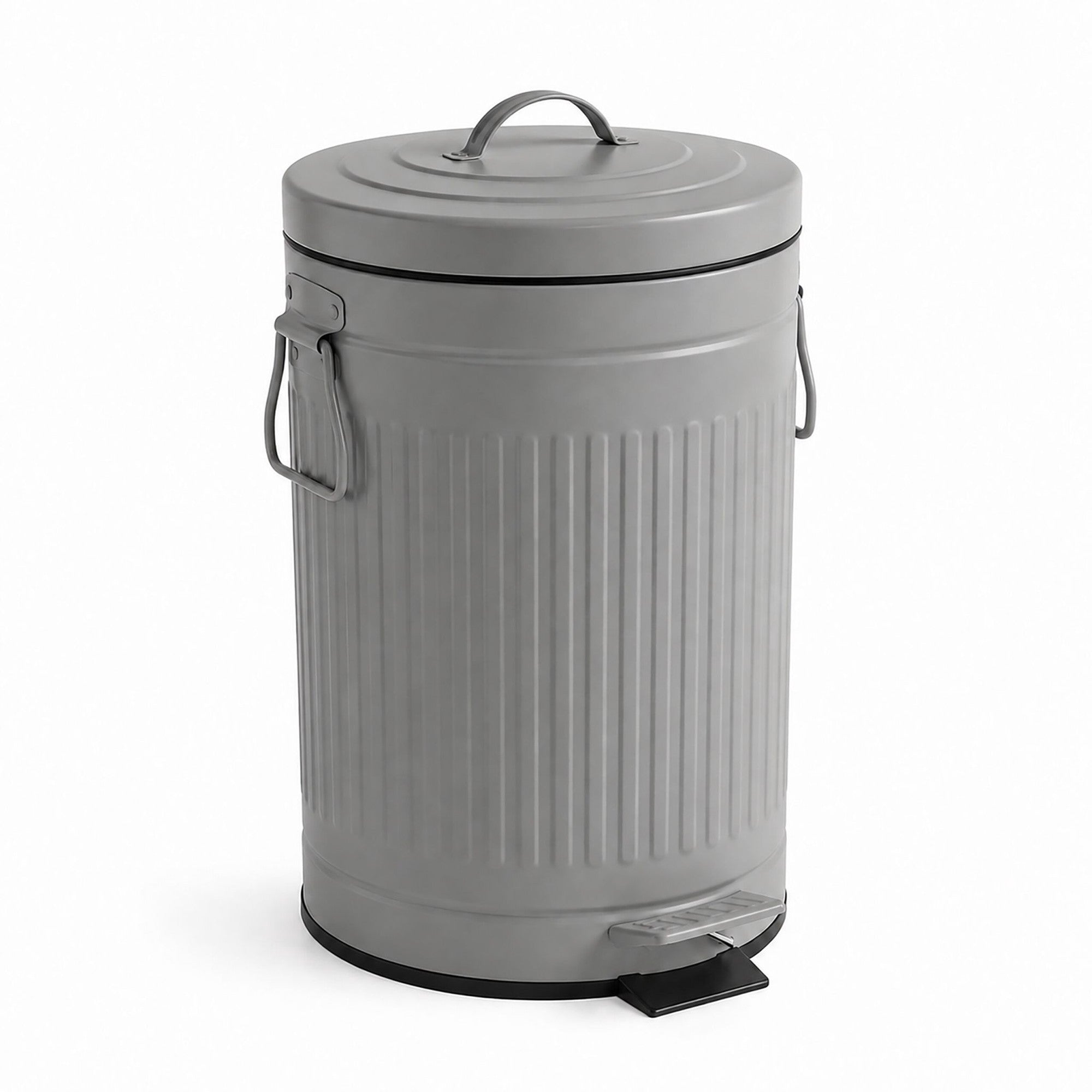 Grauer Retro-treteimer, 12 Liter Fassungsvermögen, Deckel Mit Soft-close-funktion