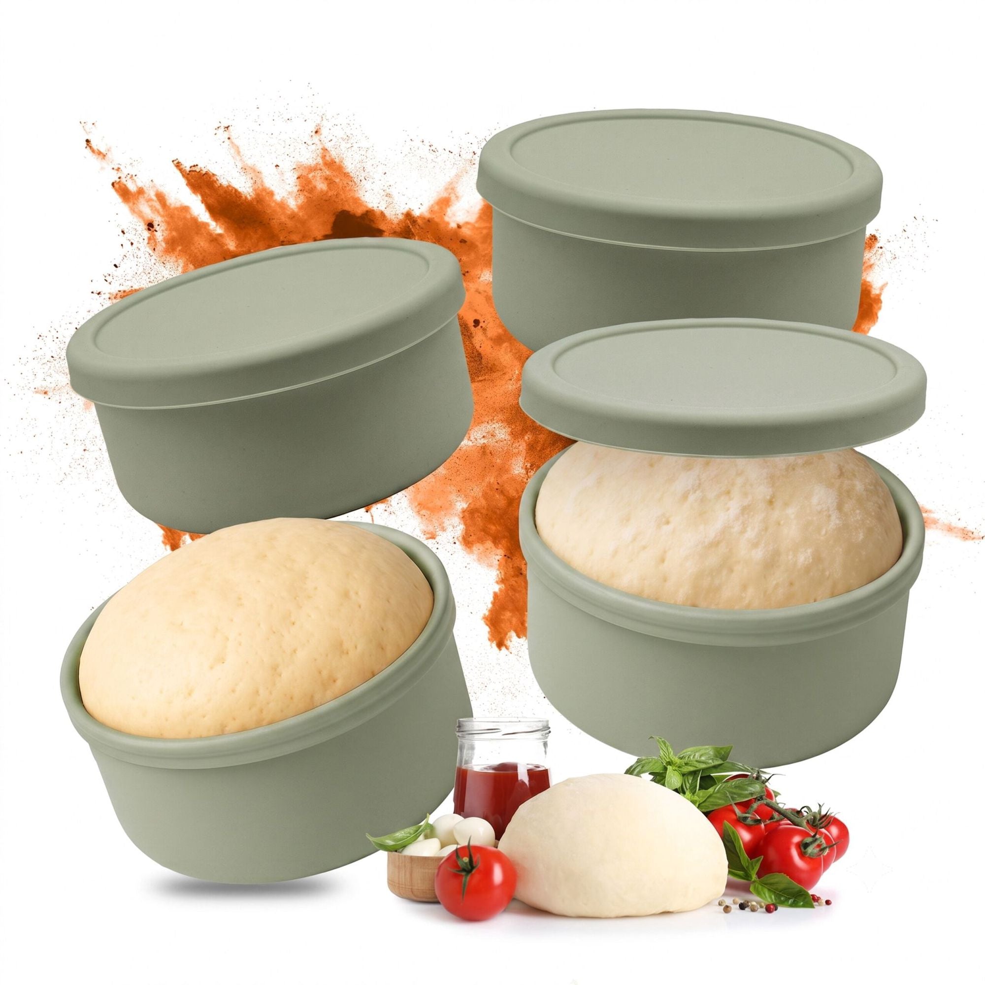 Silikon-pizzateigboxen Mit Deckel, 4er-set