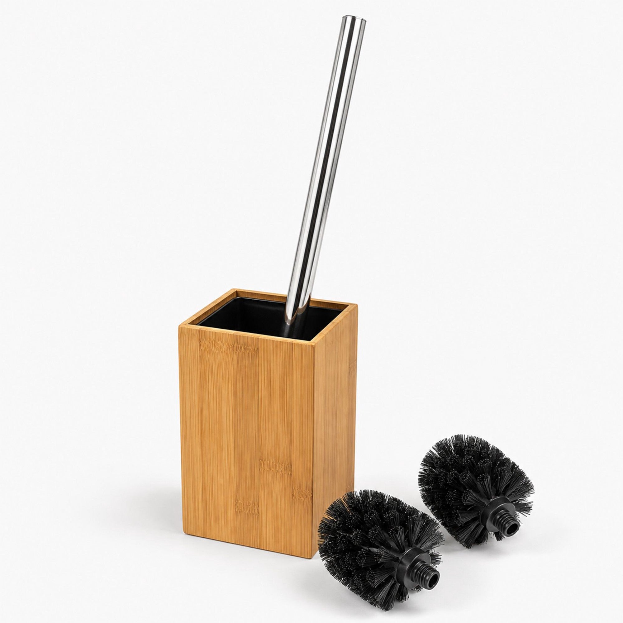 Toilettenbürsten-set Aus Bambus Und Edelstahl Mit Halter