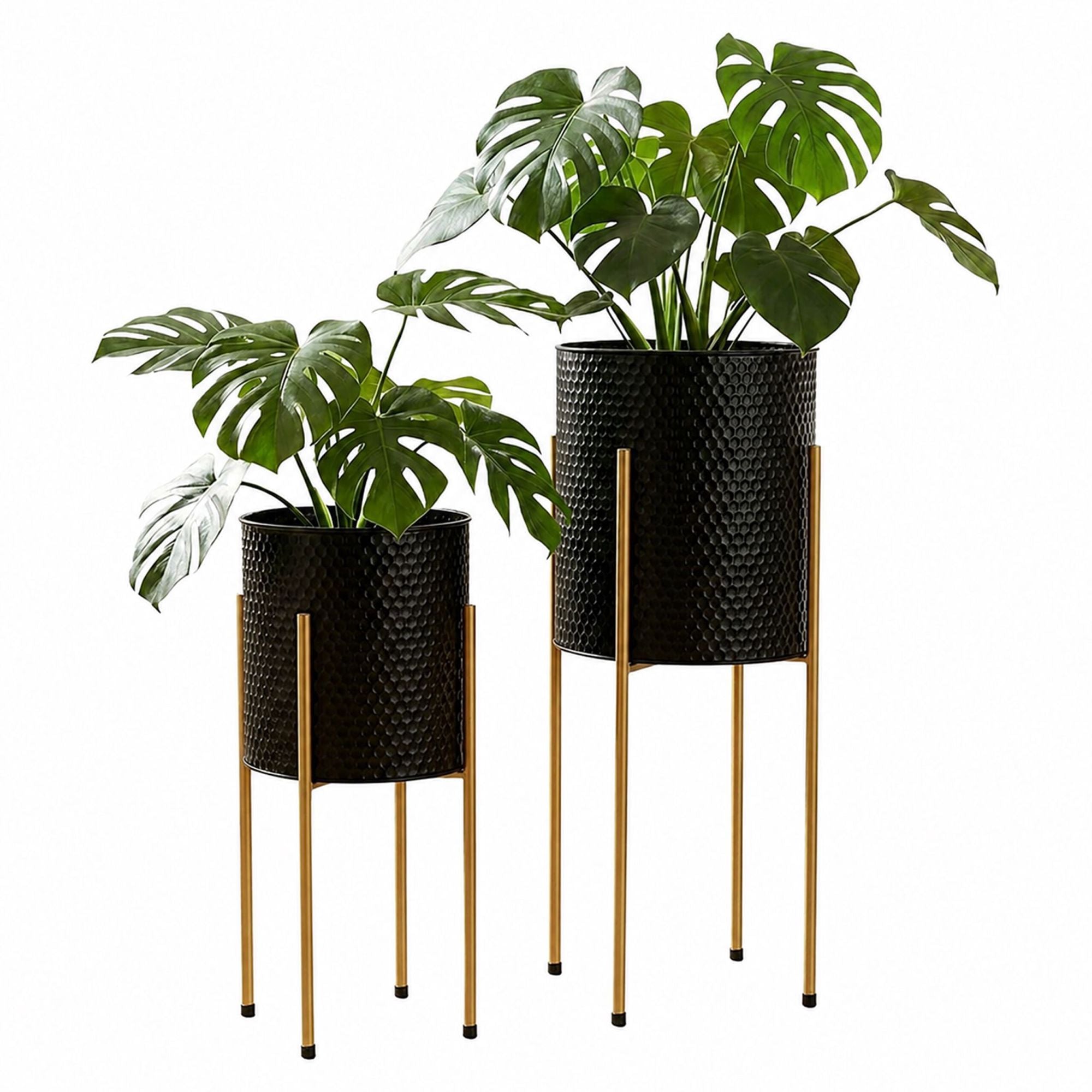 Metall-pflanzenständer, 2er-set – Schwarz-gold-finish