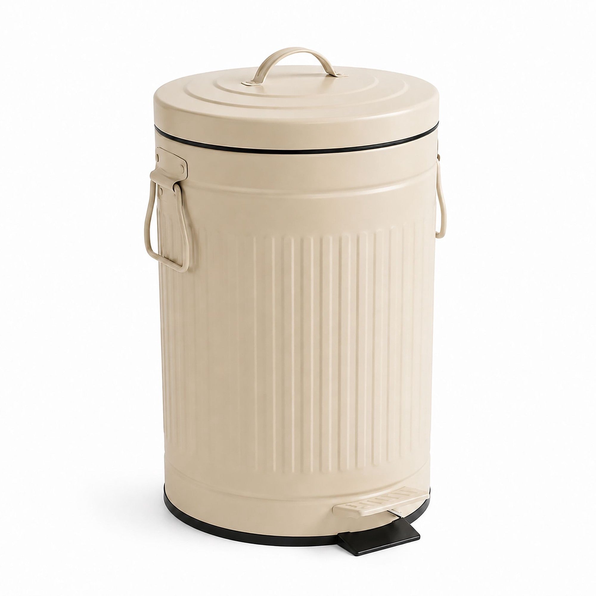 12-liter-treteimer Im Retro-stil, Beige, Mit Soft-close-deckel