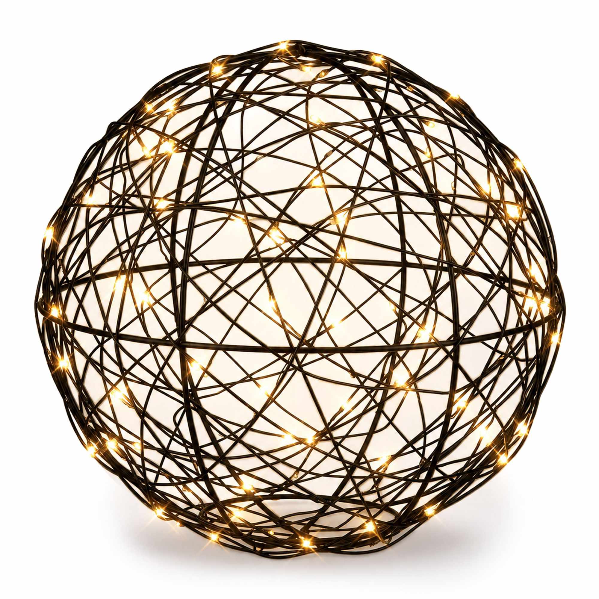 20 Cm Schwarze Led-dekorkugel – Warmweißes Licht