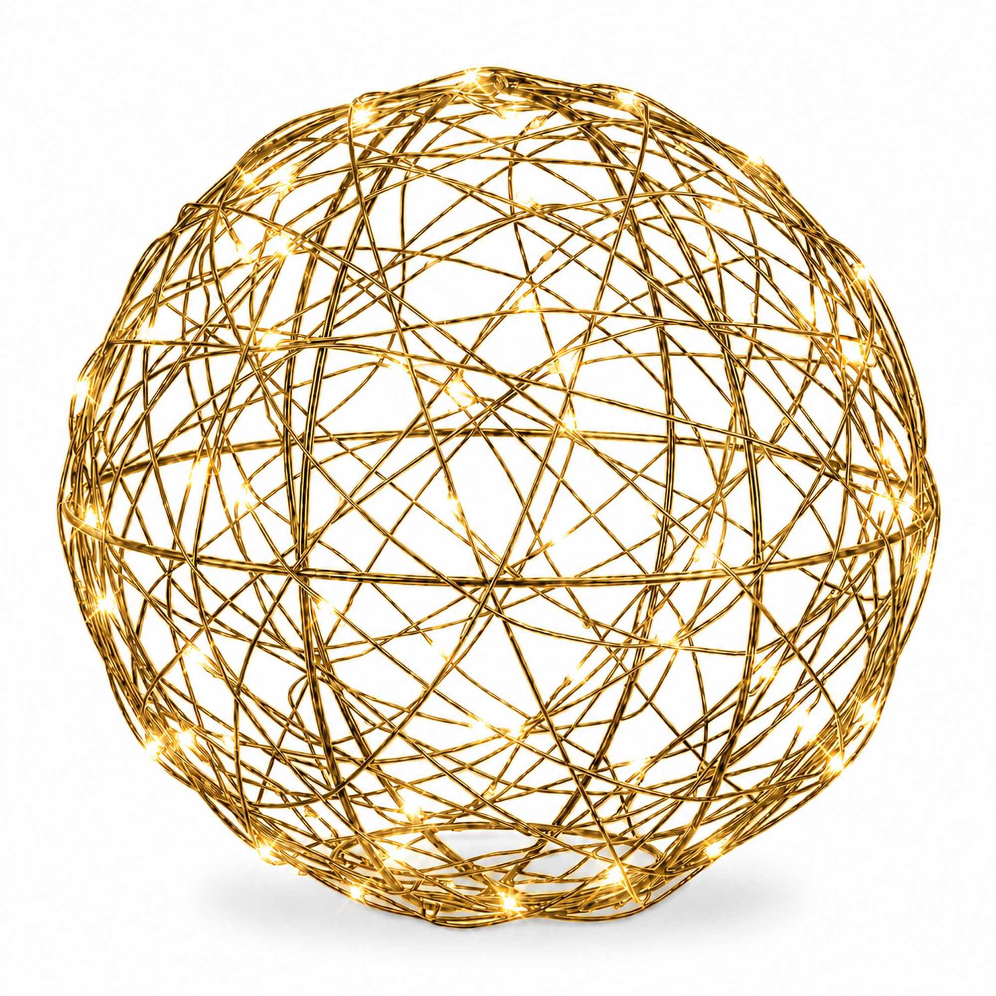 20 Cm Große Goldene Led-dekorkugel – Warmweißes Licht