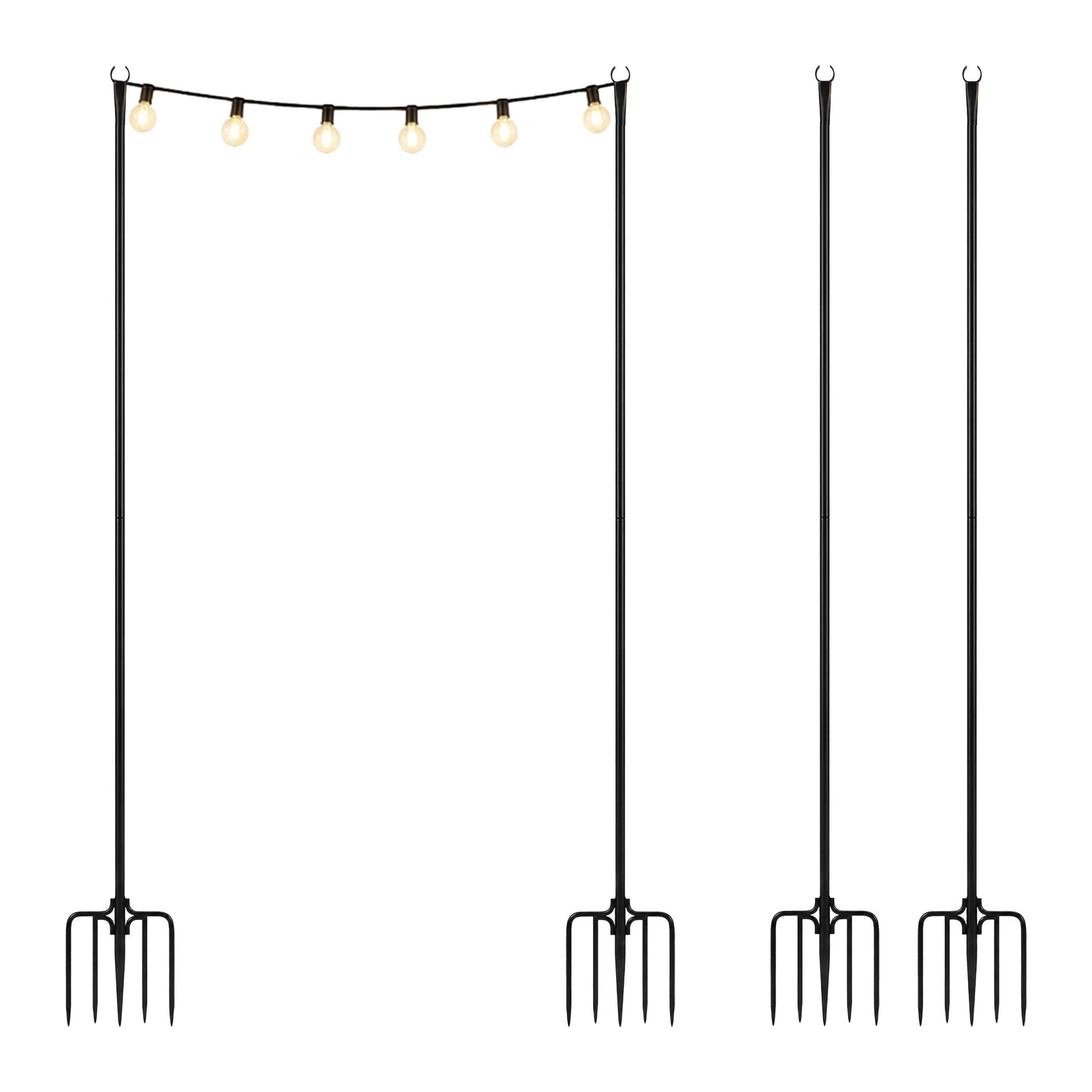 Lichterkettenstangen Für Den Außenbereich, 3 M, Schwarz, 4er-set