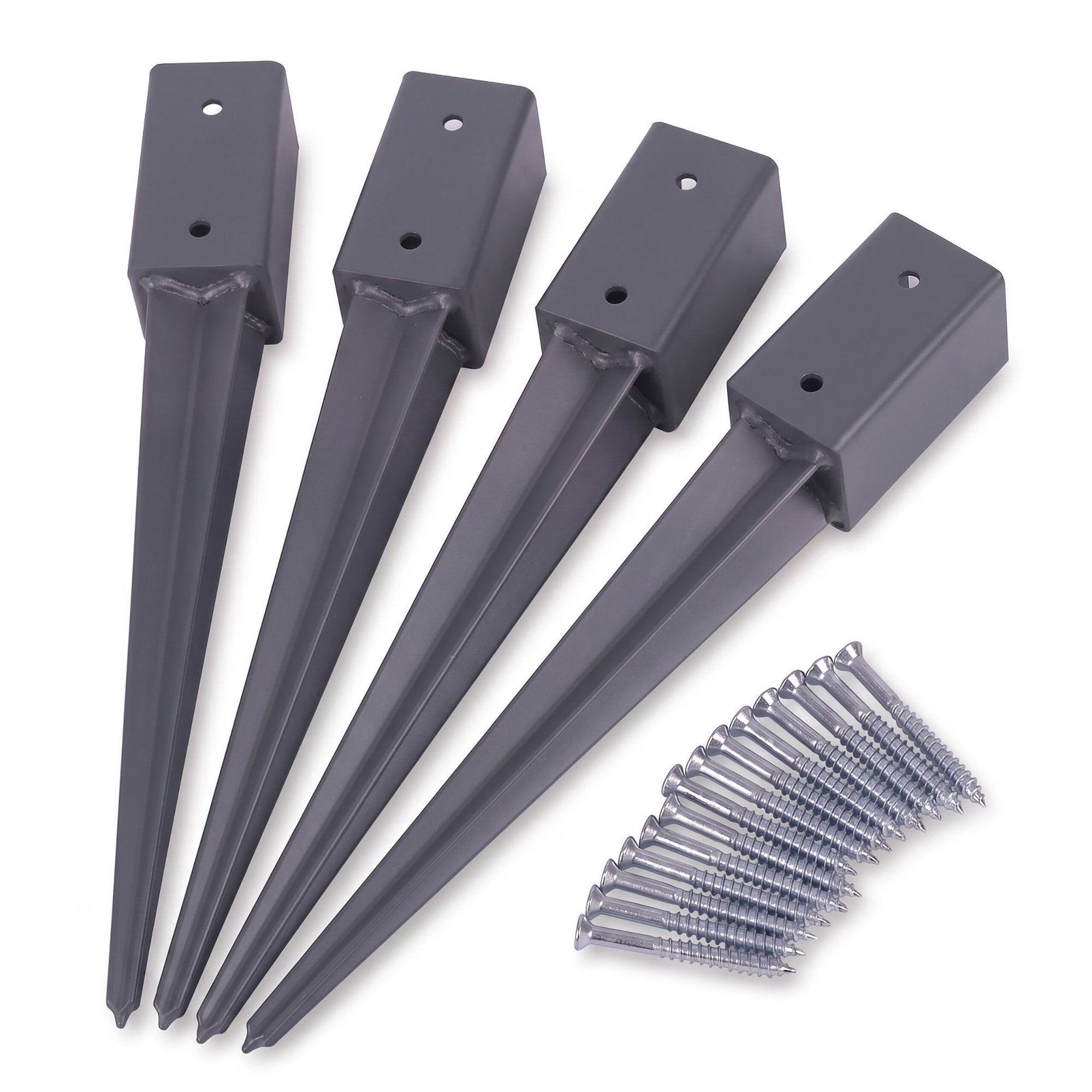 Set Mit 4 Edelstahl-einschlagpfostenankern, 61 X 750 Mm