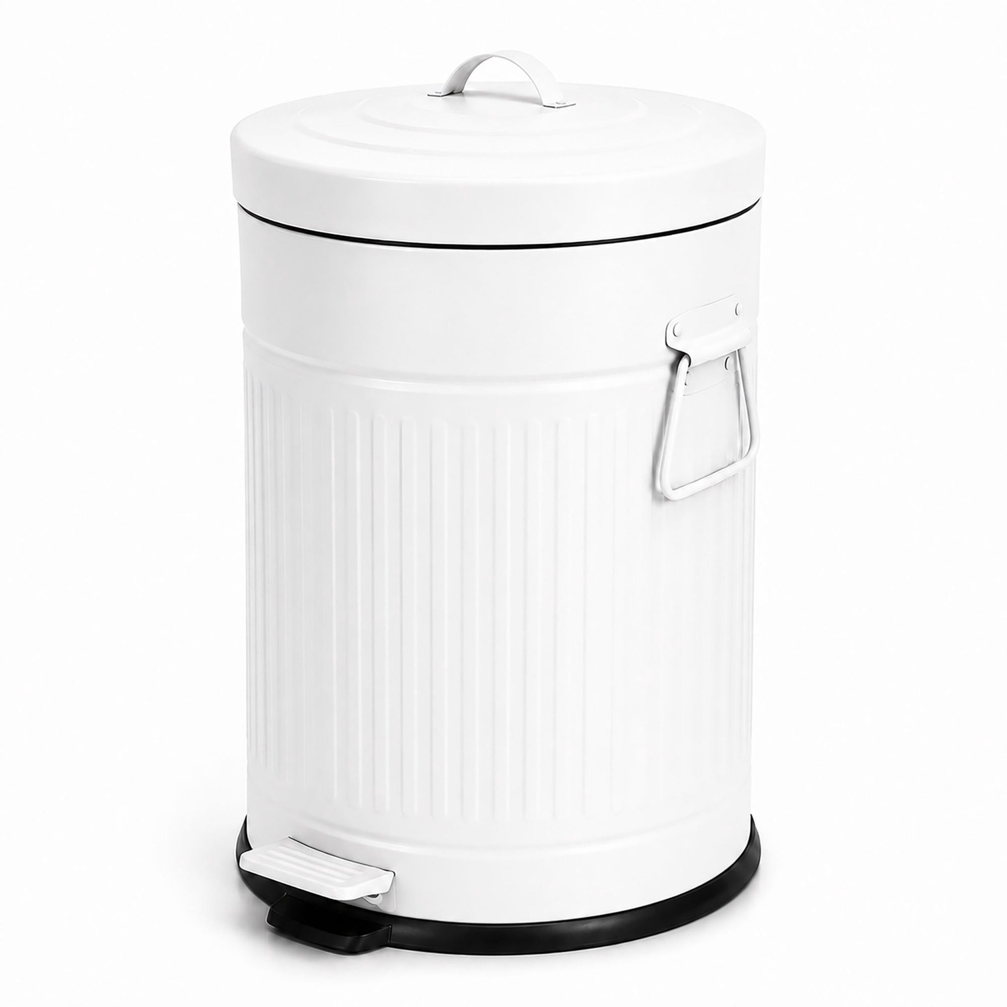 Weißer Retro-treteimer, 20 Liter Fassungsvermögen, Deckel Mit Soft-close-funktion