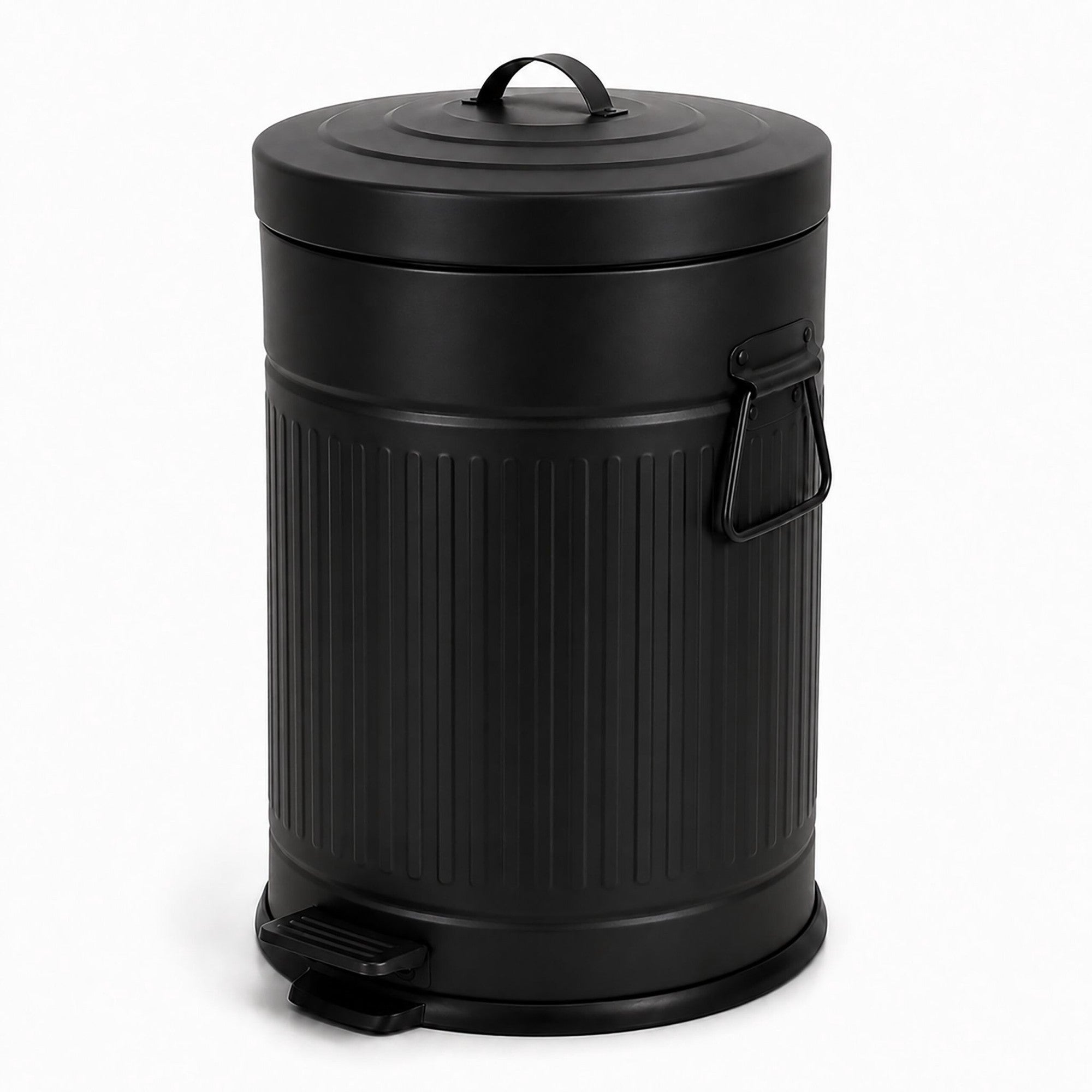 Schwarzer Retro-treteimer, 20 Liter Fassungsvermögen, Deckel Mit Soft-close-funktion
