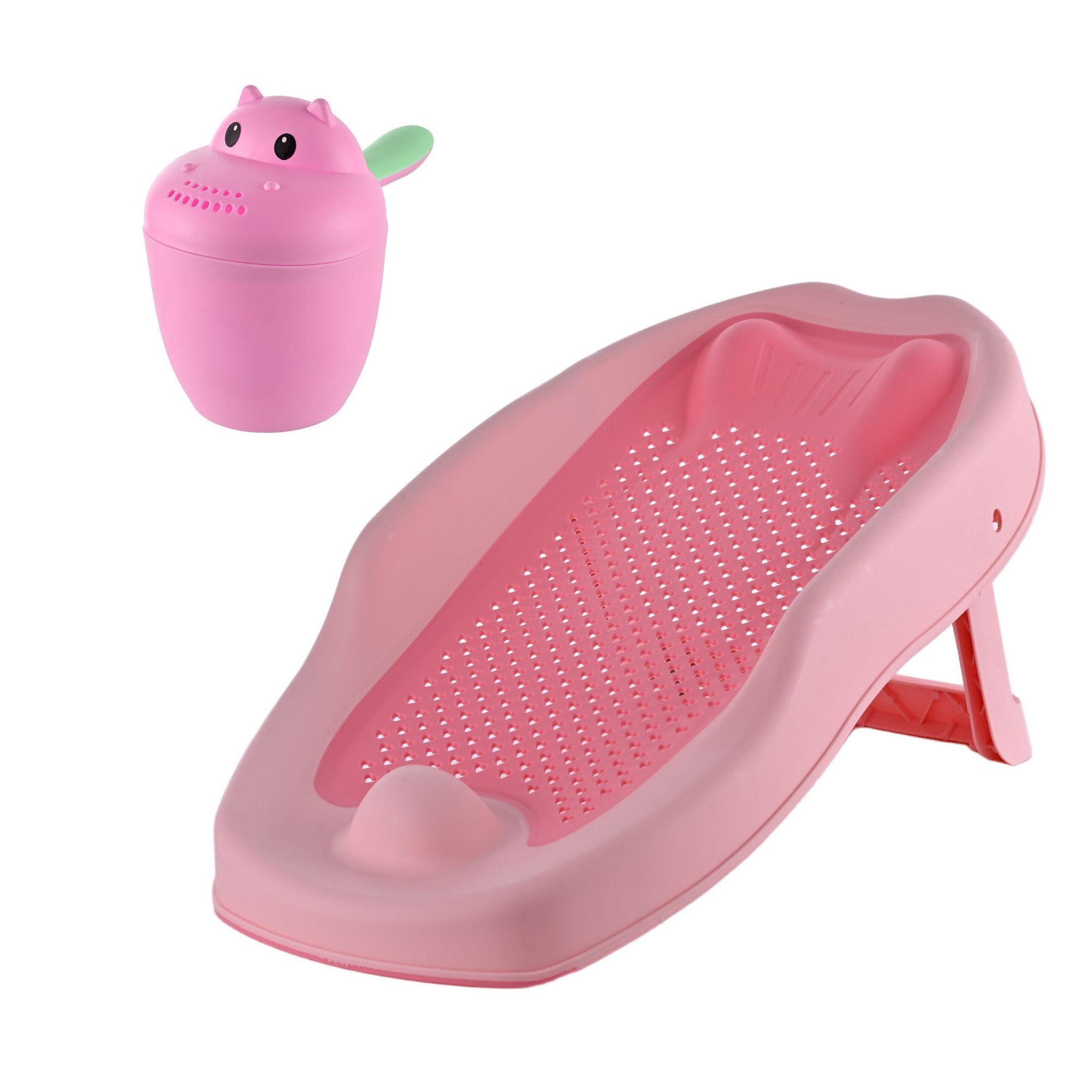 Baby-badehilfe-set Mit Nilpferd-spülbecher Und Rutschfester Halterung