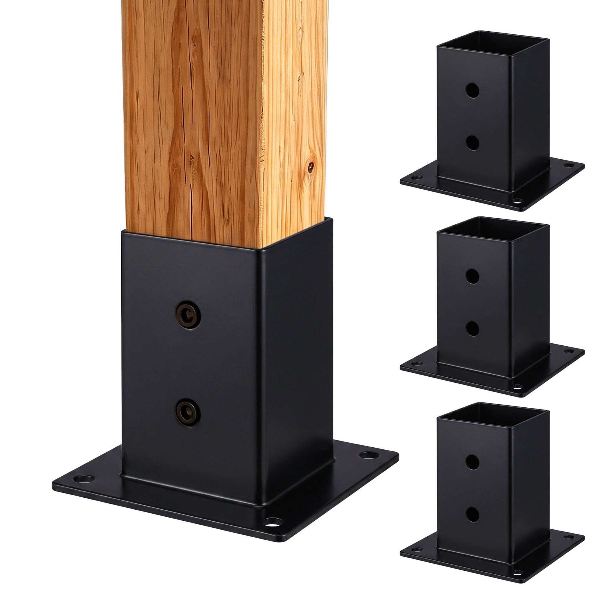 Pfostenhalterungen Aus Verzinktem Stahl, Schwarz, 4er-pack, 70 X 150 Mm