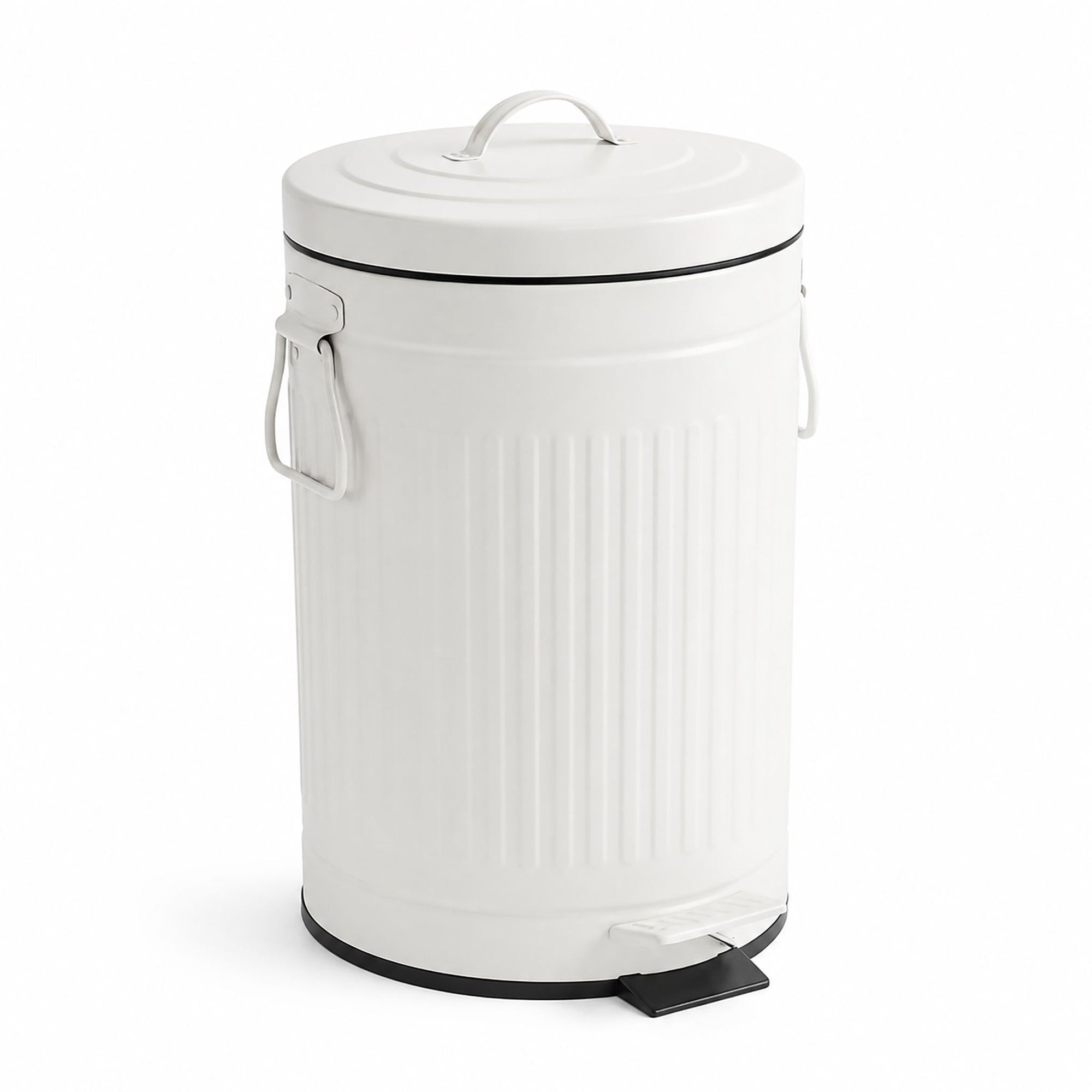 Weißer Retro-treteimer, 12 Liter Fassungsvermögen, Deckel Mit Soft-close-funktion