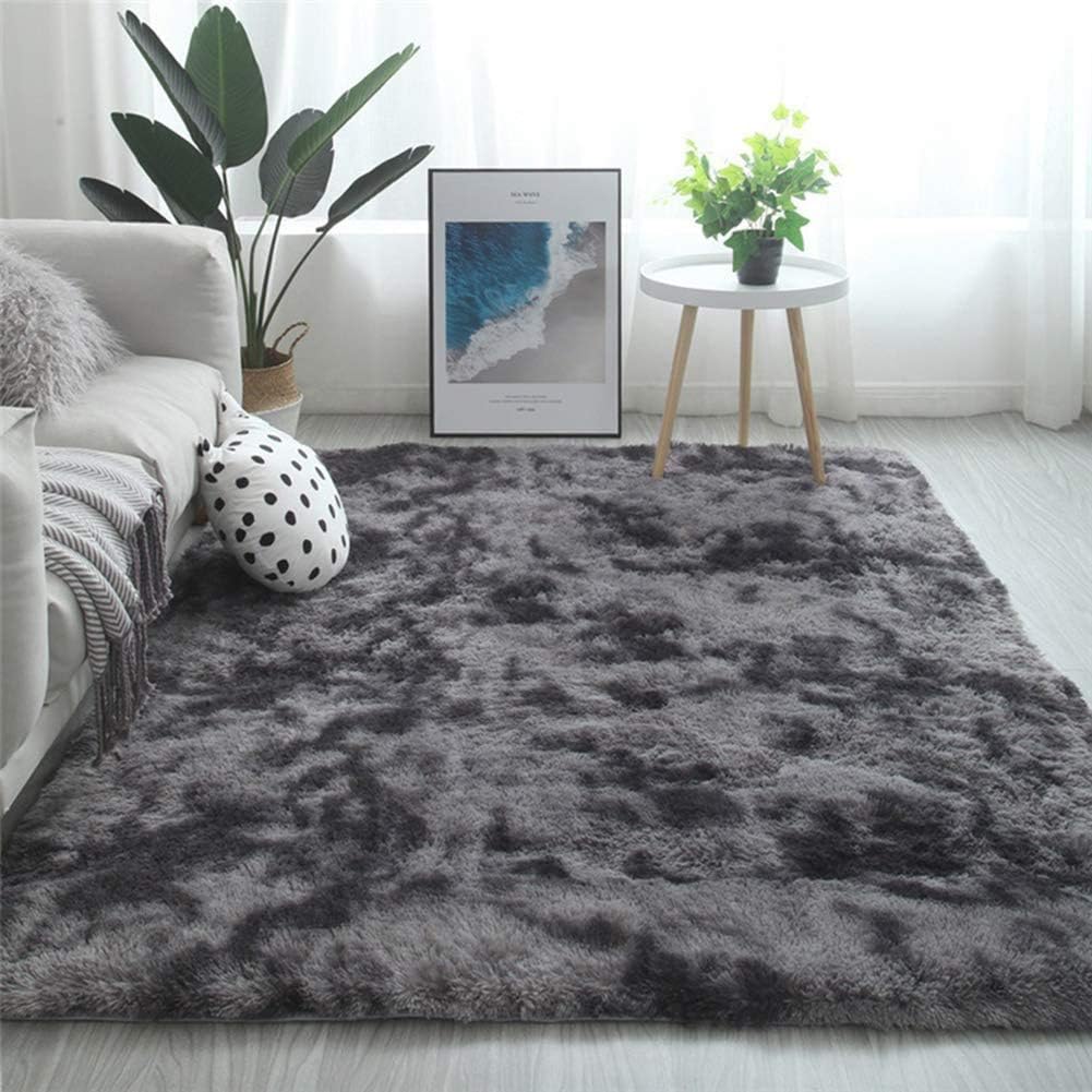 Fußmatte, Großer Teppich, Weicher Schlafzimmerteppich, Rutschfest, Flauschig, Zottelig, Weiche Fußmatte Für Kinderzimmer, Zur Dekoration (schwarzgrau, 80 X 120 Cm)