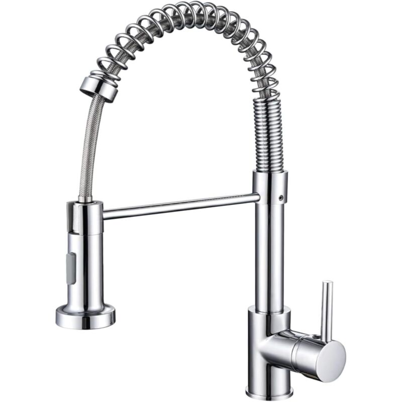 Spring-küchenarmatur, 360° Schwenkbarer Spültischmischer, Herausziehbare Brause, Silber