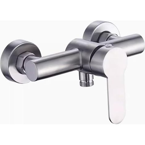 4-loch-duscharmatur Zur Wandmontage, Gebürsteter Edelstahl Mit Umsteller, Für Badewanne, Dusche Und Bidet, Innen-/außenbereich, Silber