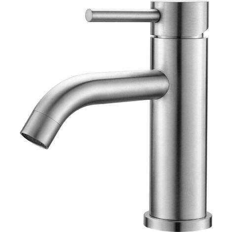 Robinet Lavabo Salle De Bain Moderne, Mitigeur Monocommande En Acier Inoxydable, Cartouche Céramique Silencieuse, Eau Chaude/froide, Finition Grise, M11003a