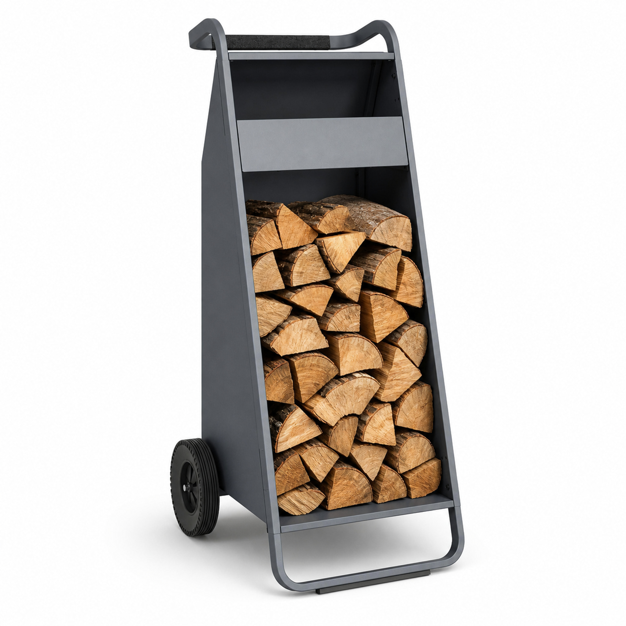 Kaminholzregal Paolo Mobiles Brennholzregal Mit 2 Rädern & Gepolstertem Griff 43 × 56 × 116 Cm