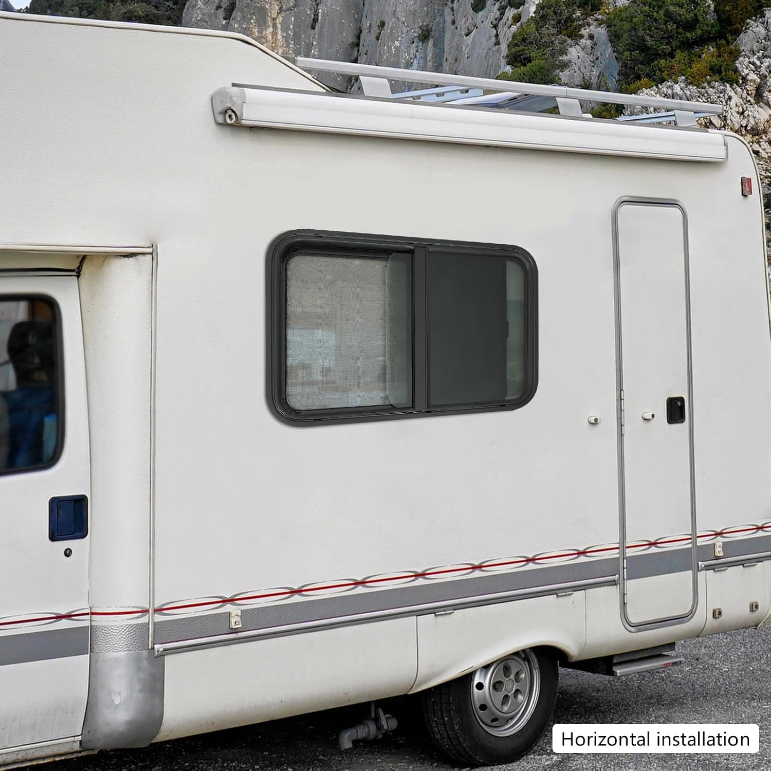 Camper Fenster Mit Gitter Schiebefenster Wohnmobil Seitenfenster Horizontalschiebefenster Für Rv Caravan Wohnwagen (30" X 20")