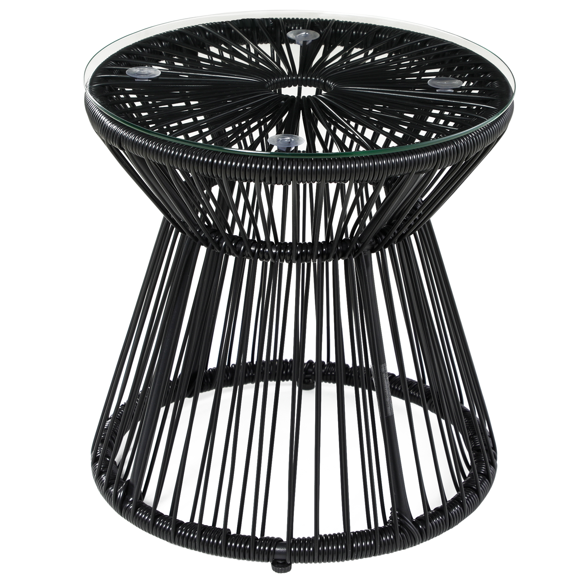 Elvmi Gartentisch Im Bistrotstil Mit Tischplatte Aus 5 Mm Sicherheitsglas Metallgestell Und Pe Rattan Schwarz 40x40x42 Cm