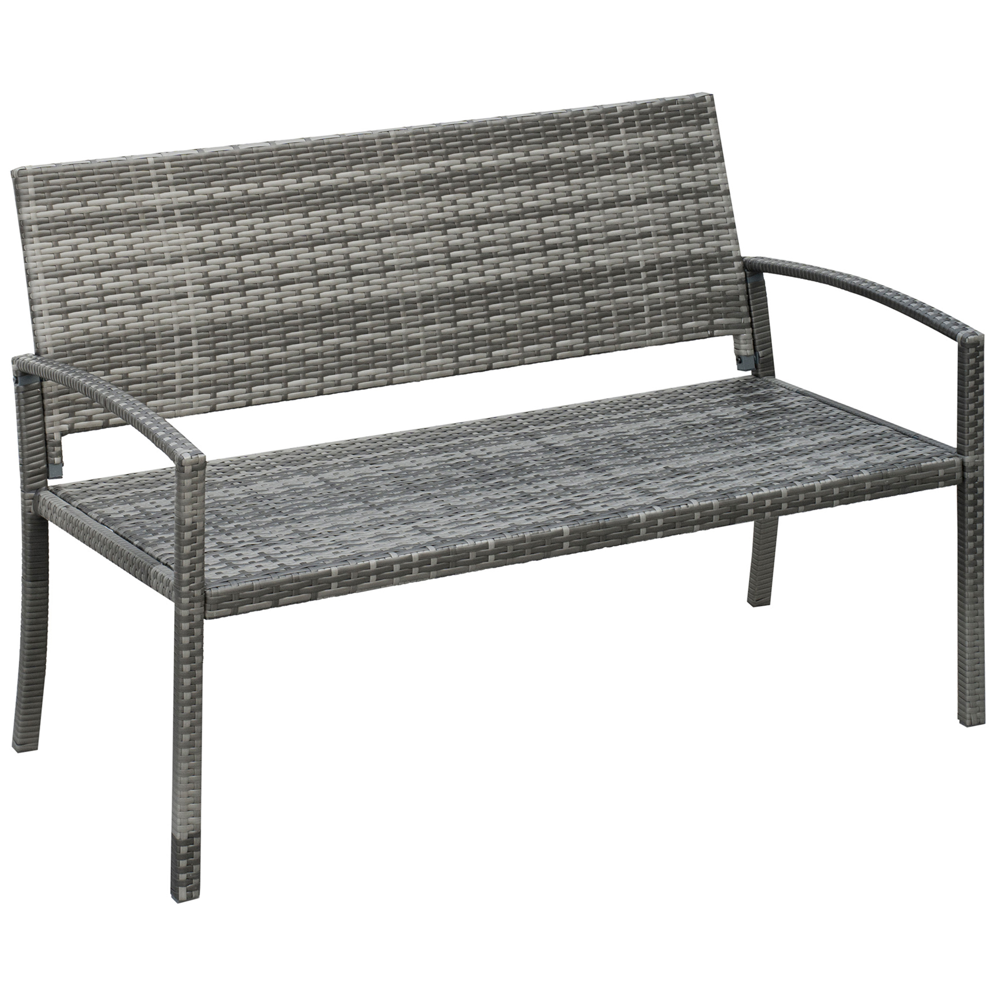 Elvmi Gartenbank Für 2 Personen Mit Rückenlehne Für Innen Und Außen, Aus Stahl Und Polyrattan Grau